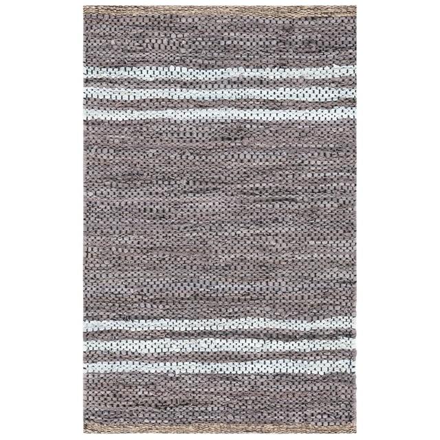 Vintage Leather VTL400 Hand Woven Indoor Accent Rug - Silver/Ivory - 3'x5' - Safavieh