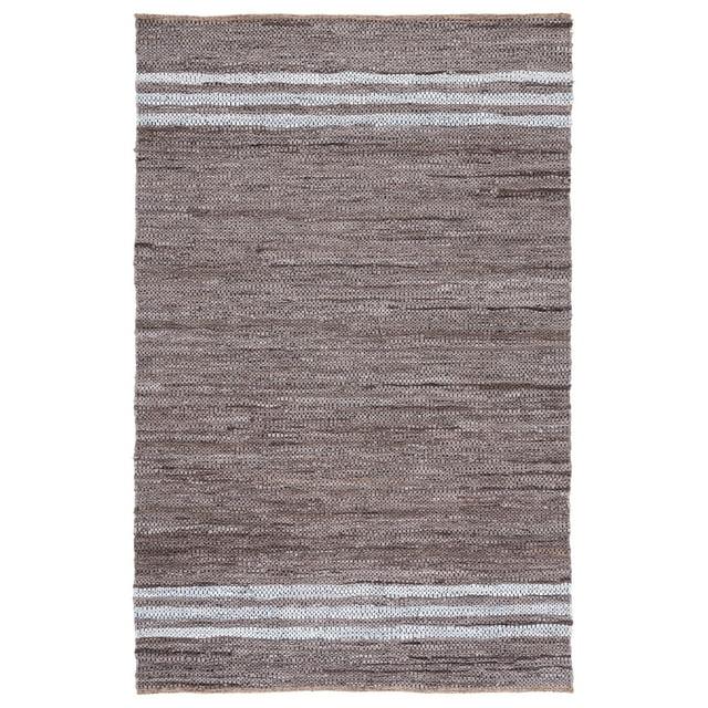 Vintage Leather VTL400 Hand Woven Area Rug - Silver/Ivory - 4'x6' - Safavieh.