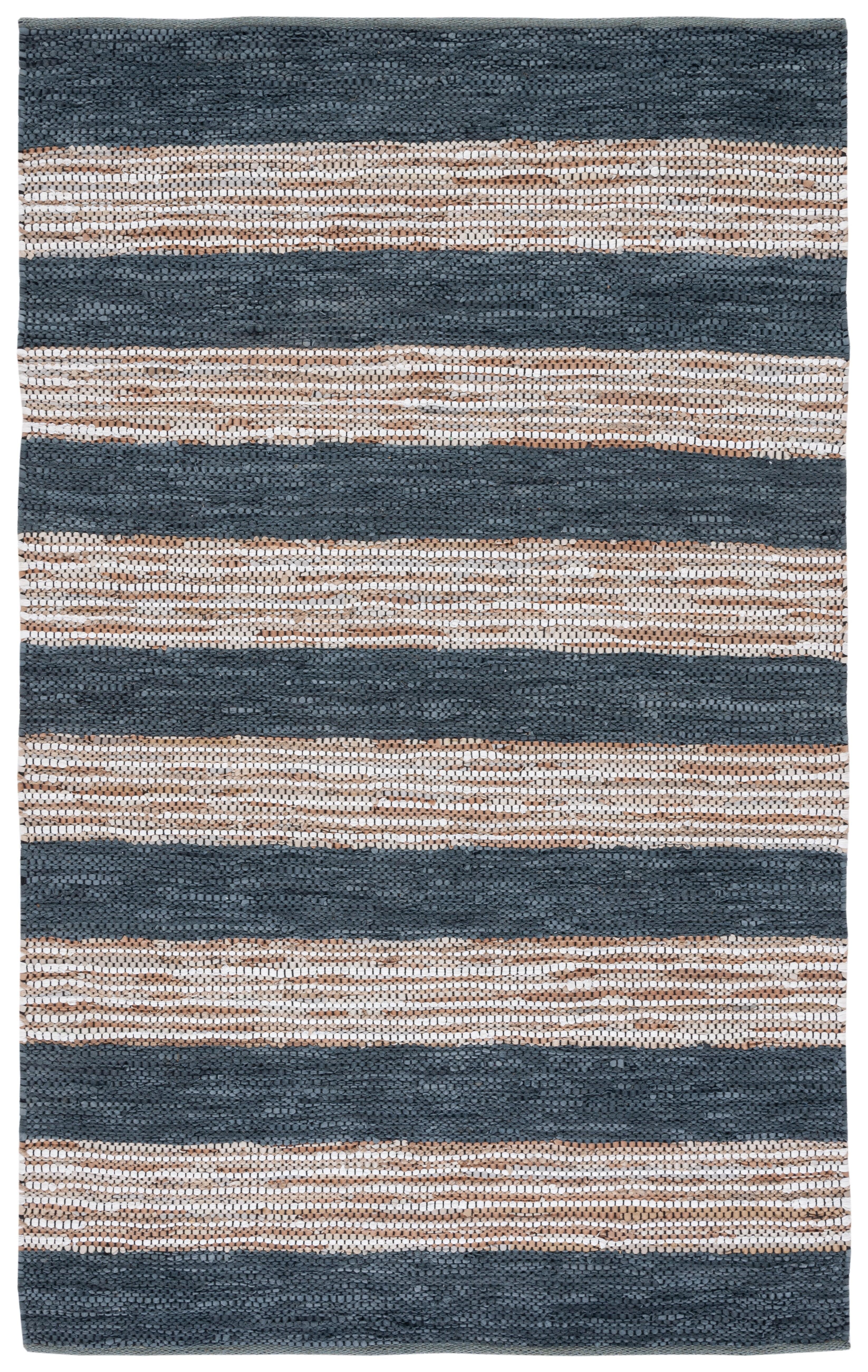 Vintage Leather VTL204 Hand Woven Area Rug - Dark Grey/Natural - 8'x10' - Safavieh.