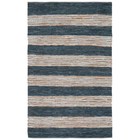 Vintage Leather VTL204 Hand Woven Area Rug - Dark Grey/Natural - 8'x10' - Safavieh.