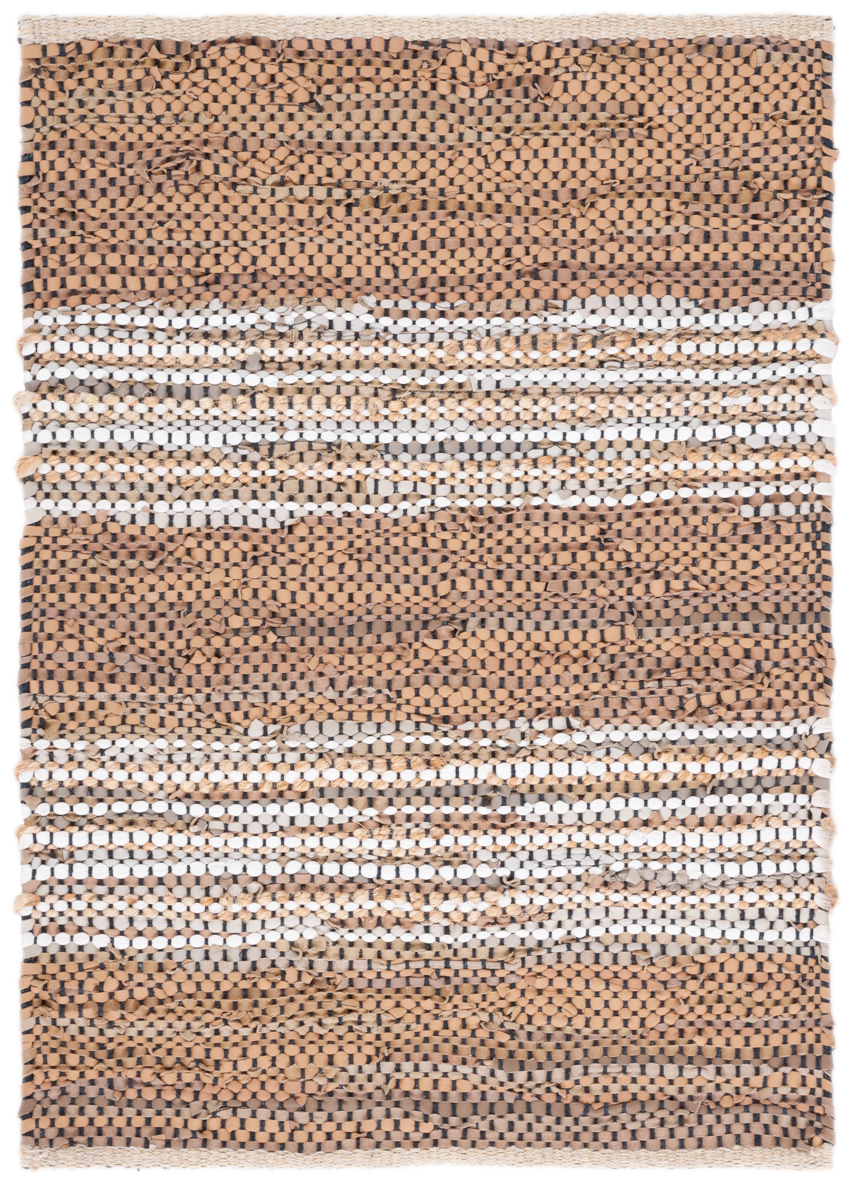 Vintage Leather VTL204 Hand Woven Area Rug - Light Brown/Ivory - 3'x5' - Safavieh.