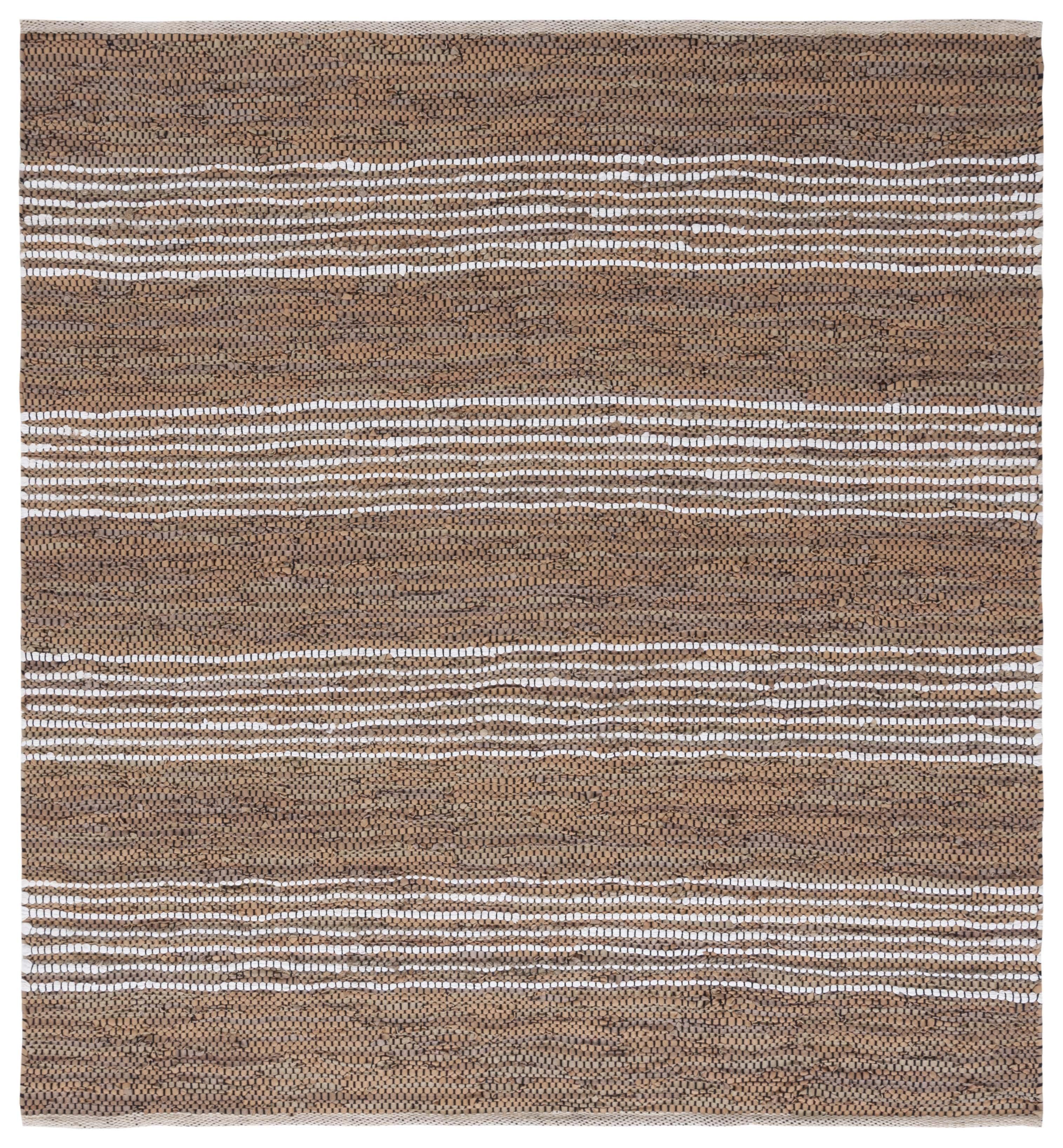 Vintage Leather VTL204 Hand Woven Area Rug - Light Brown/Ivory - 6'x6' - Safavieh.