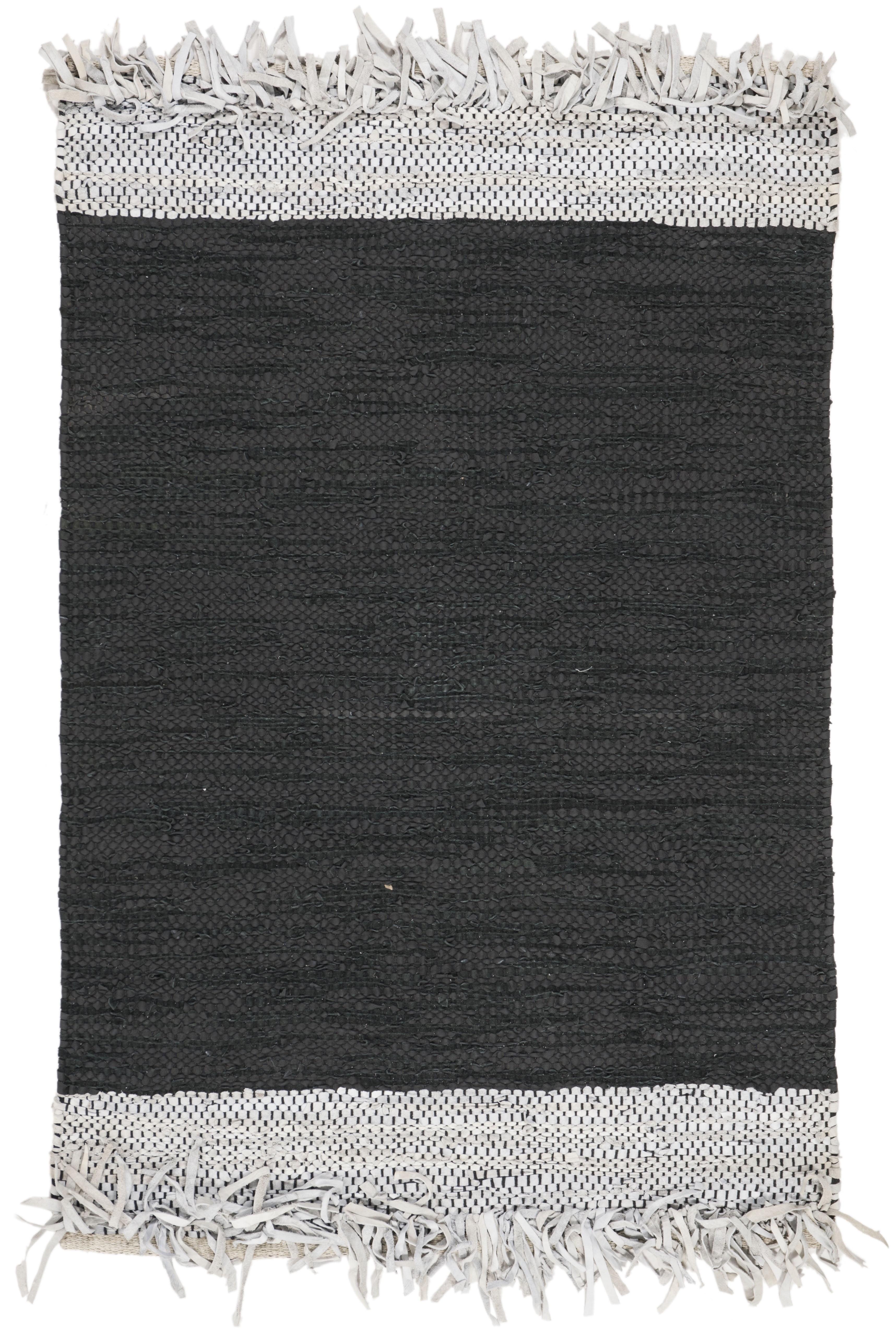 Vintage Leather VTL310 Hand Woven Indoor Accent Rug - Light Grey/Black - 3'x5' - Safavieh