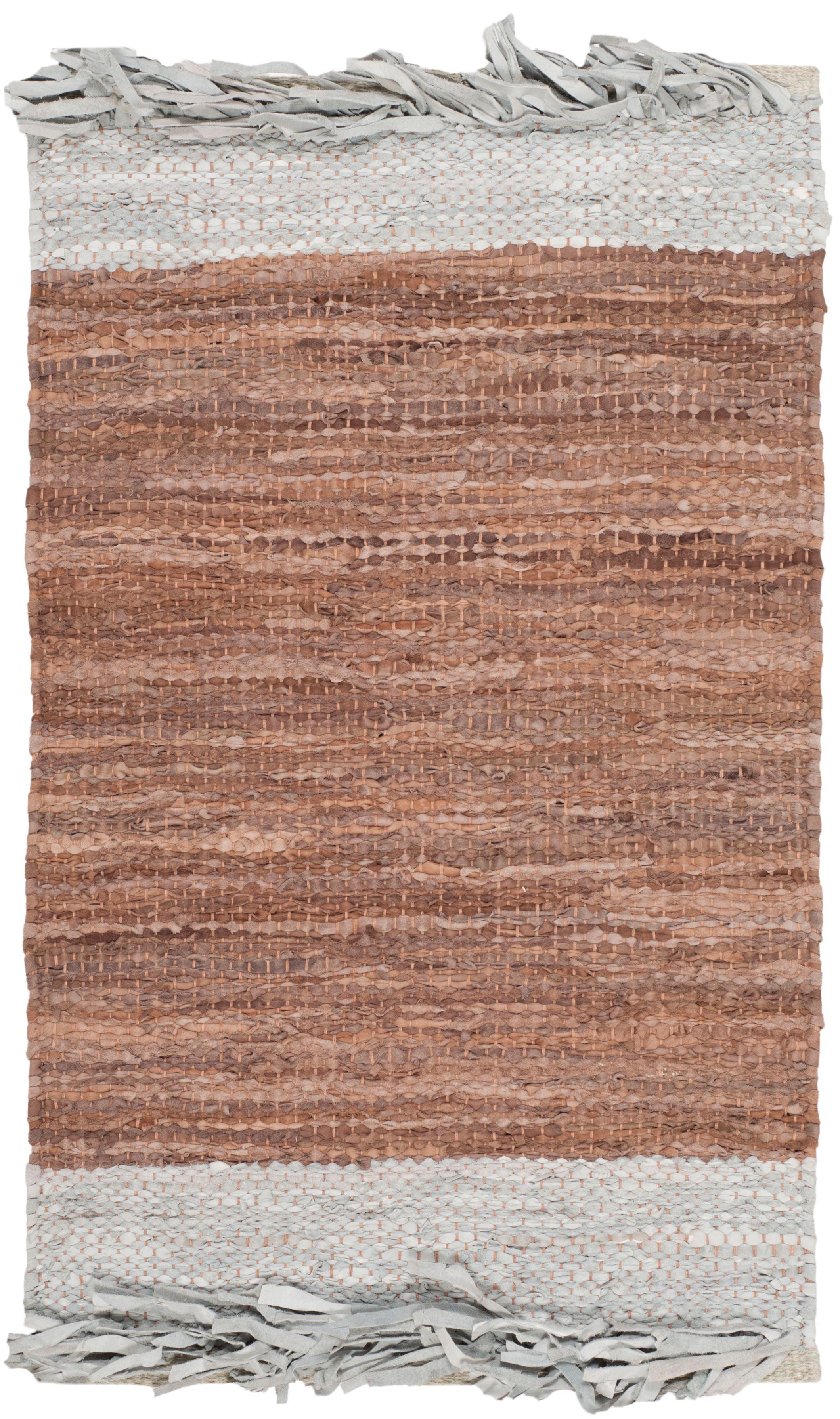 Vintage Leather VTL310 Hand Woven Indoor Accent Rug - Light Grey/Brown - 3'x5' - Safavieh
