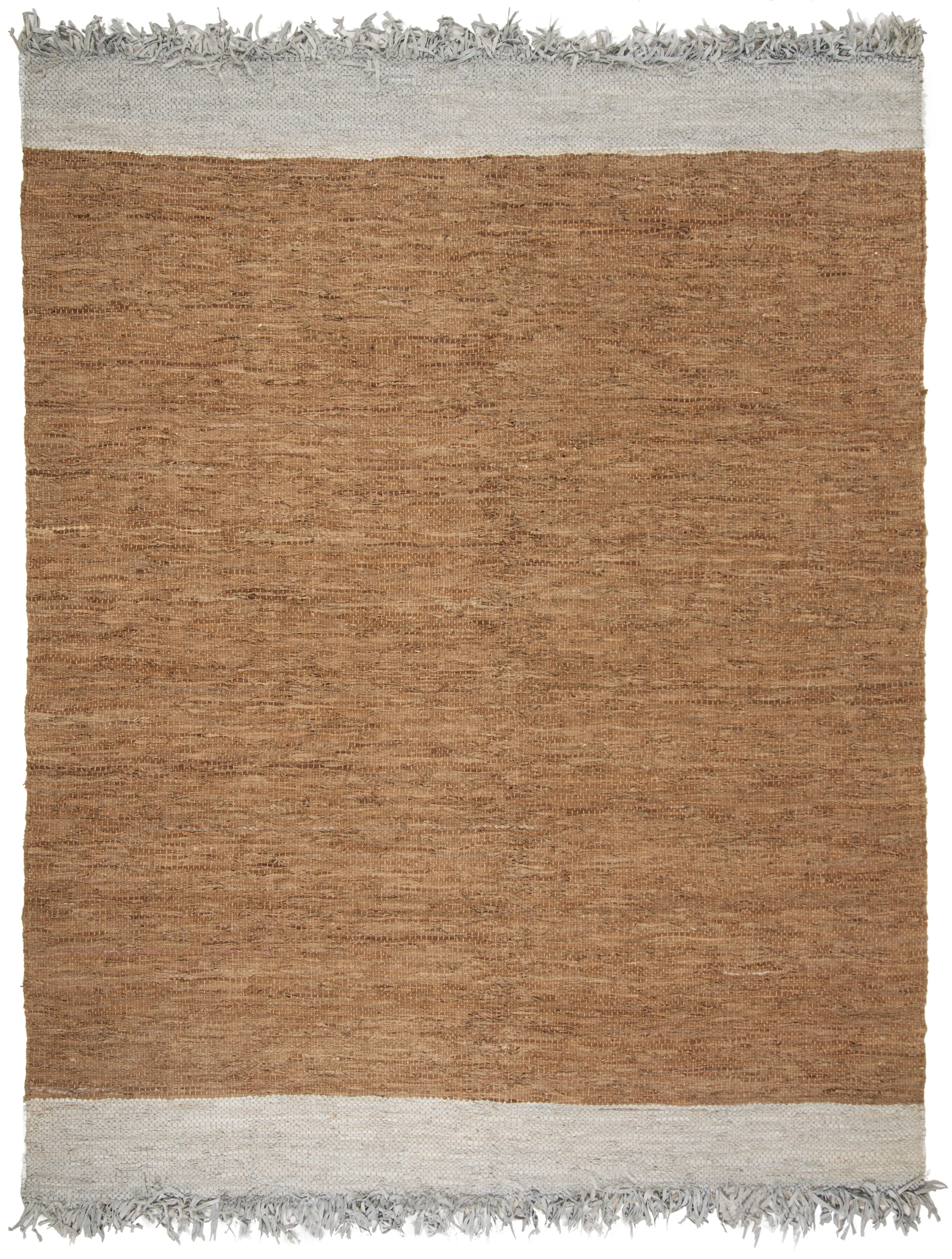 Vintage Leather VTL310 Hand Woven Indoor Area Rug - Light Grey/Brown - 4'x6' - Safavieh