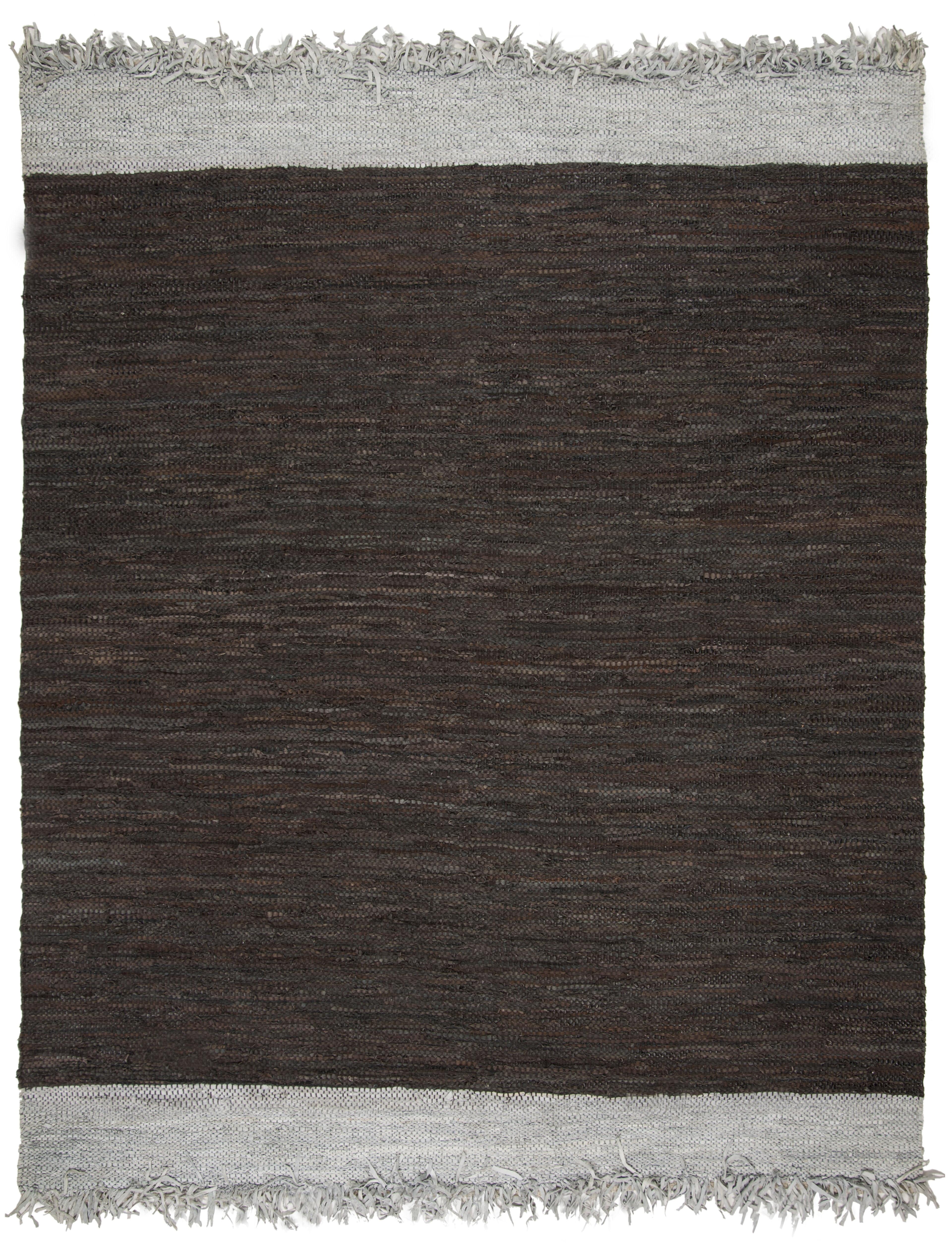 Vintage Leather VTL310 Hand Woven Indoor Area Rug - Light Grey/Dark Brown - 4'x6' - Safavieh