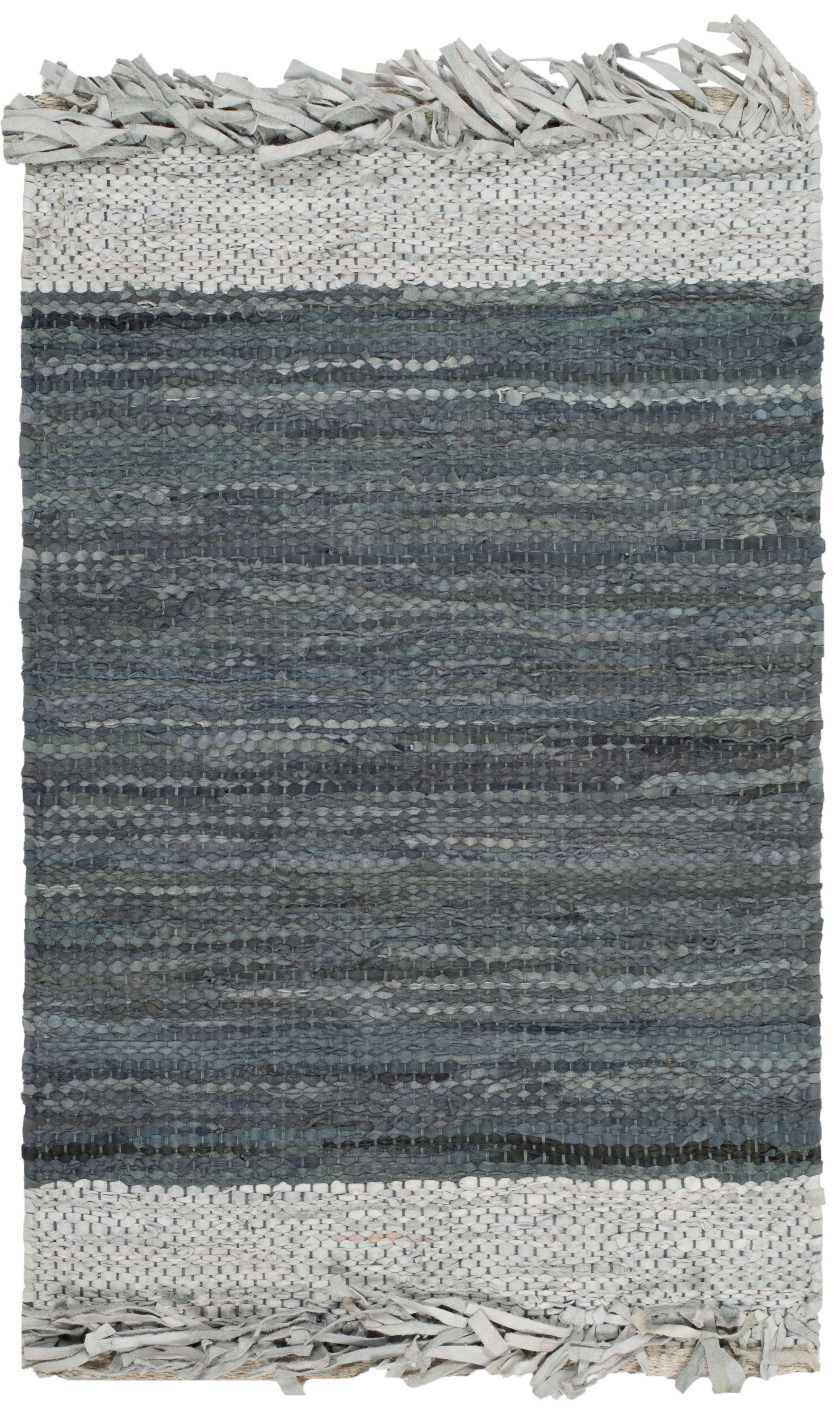 Vintage Leather VTL310 Hand Woven Indoor Accent Rug - Light Grey/Dark Grey - 2'3"x4' - Safavieh
