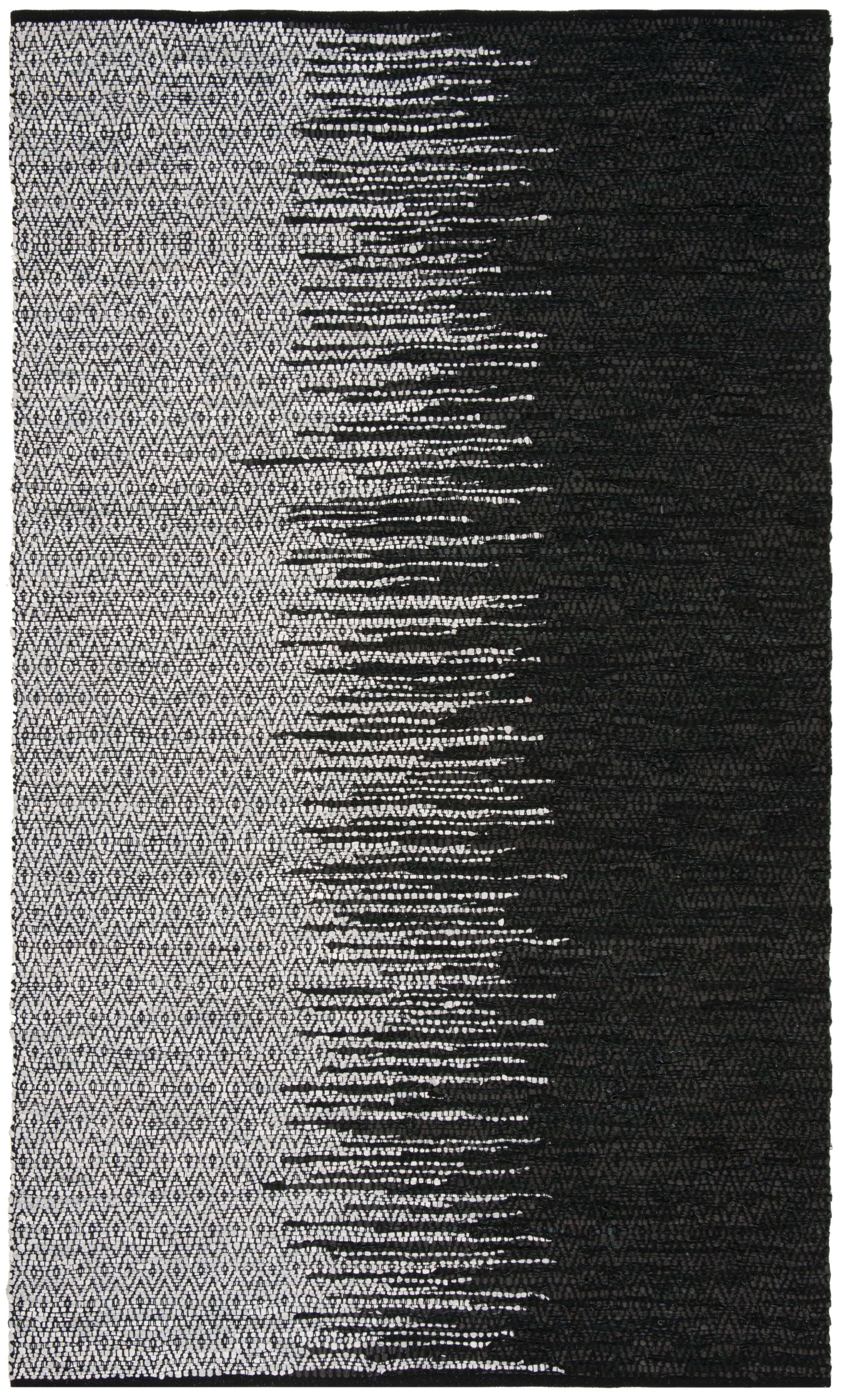 Vintage Leather VTL388 Hand Woven Indoor Area Rug - Light Grey/Black - 6'x9' - Safavieh
