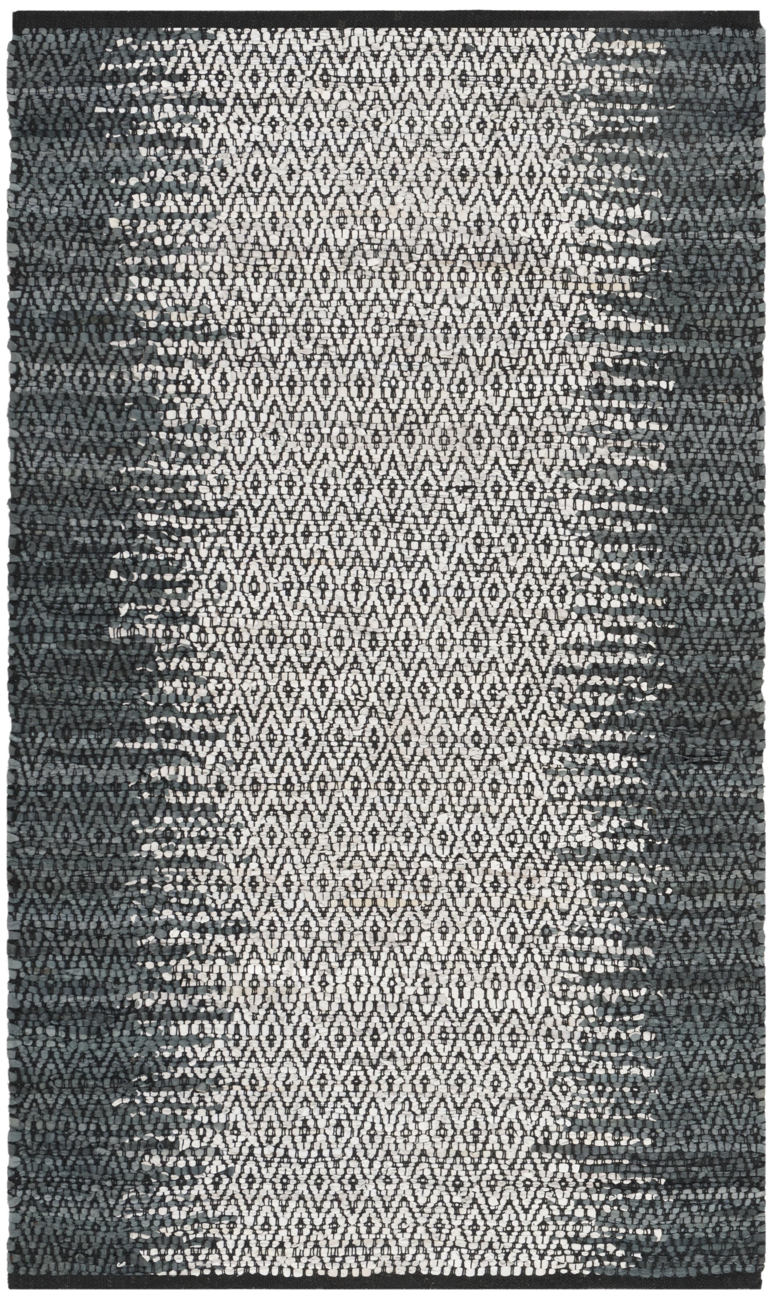 Vintage Leather VTL101 Hand Woven Indoor Accent Rug - Grey/Cream - 3'x5' - Safavieh