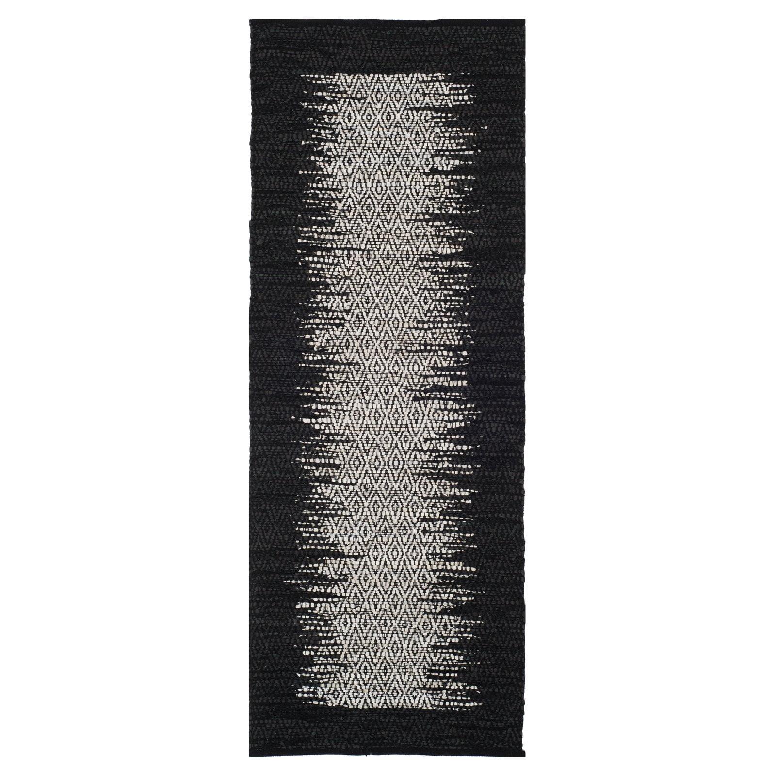 Vintage Leather VTL387 Hand Woven Indoor Accent Rug - Light Grey/Black - 3'x5' - Safavieh.