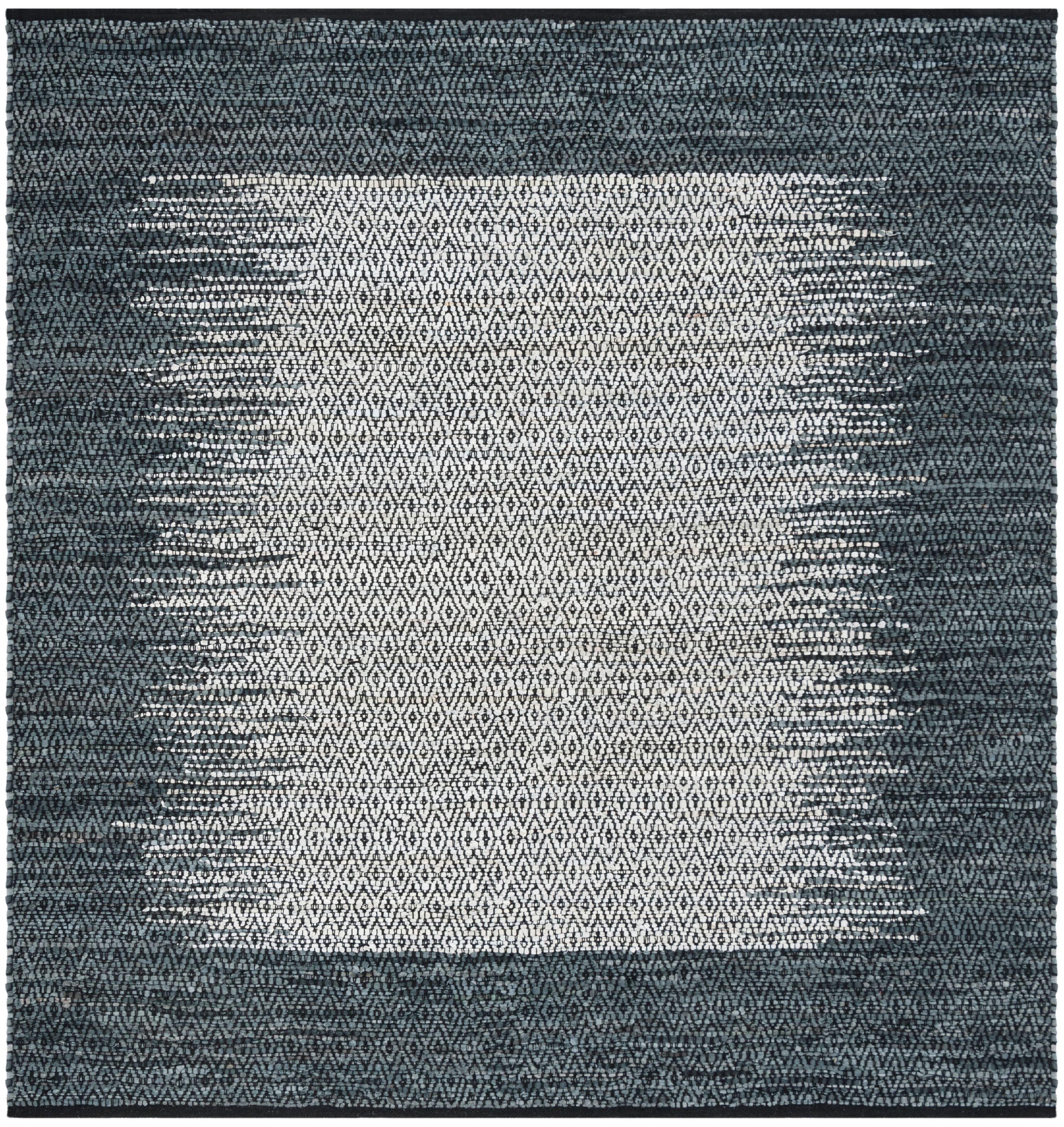 Vintage Leather VTL387 Hand Woven Indoor Area Rug - Light Grey/Charcoal - 6'x6' - Safavieh.