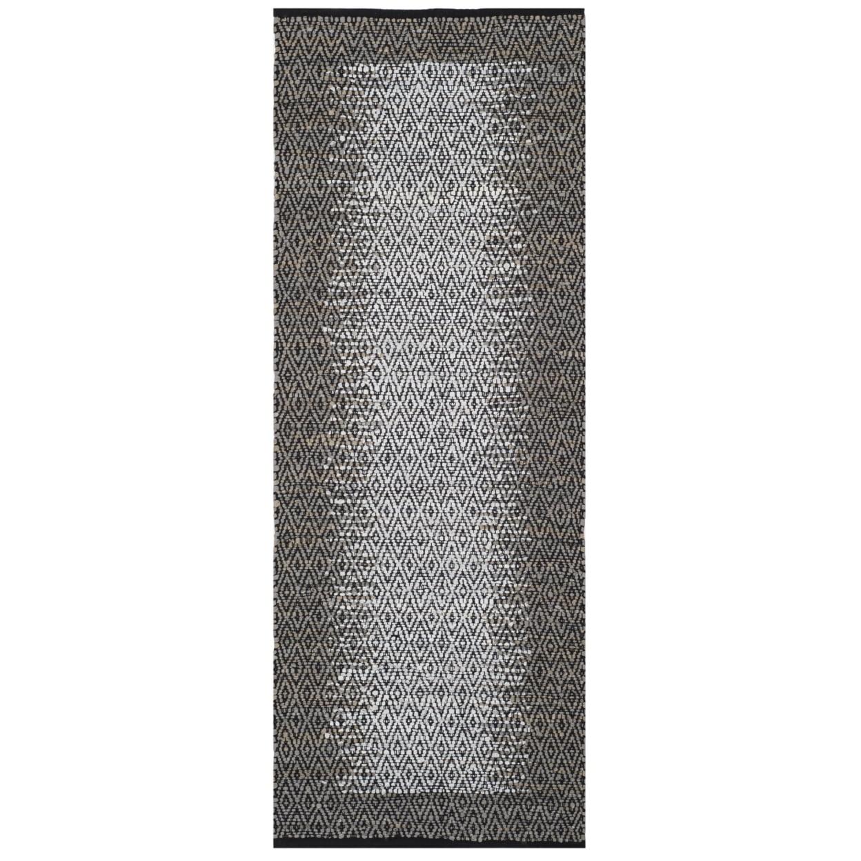 Vintage Leather VTL387 Hand Woven Indoor Runner Rug - Light Grey/Grey - 2'3"x9' - Safavieh.