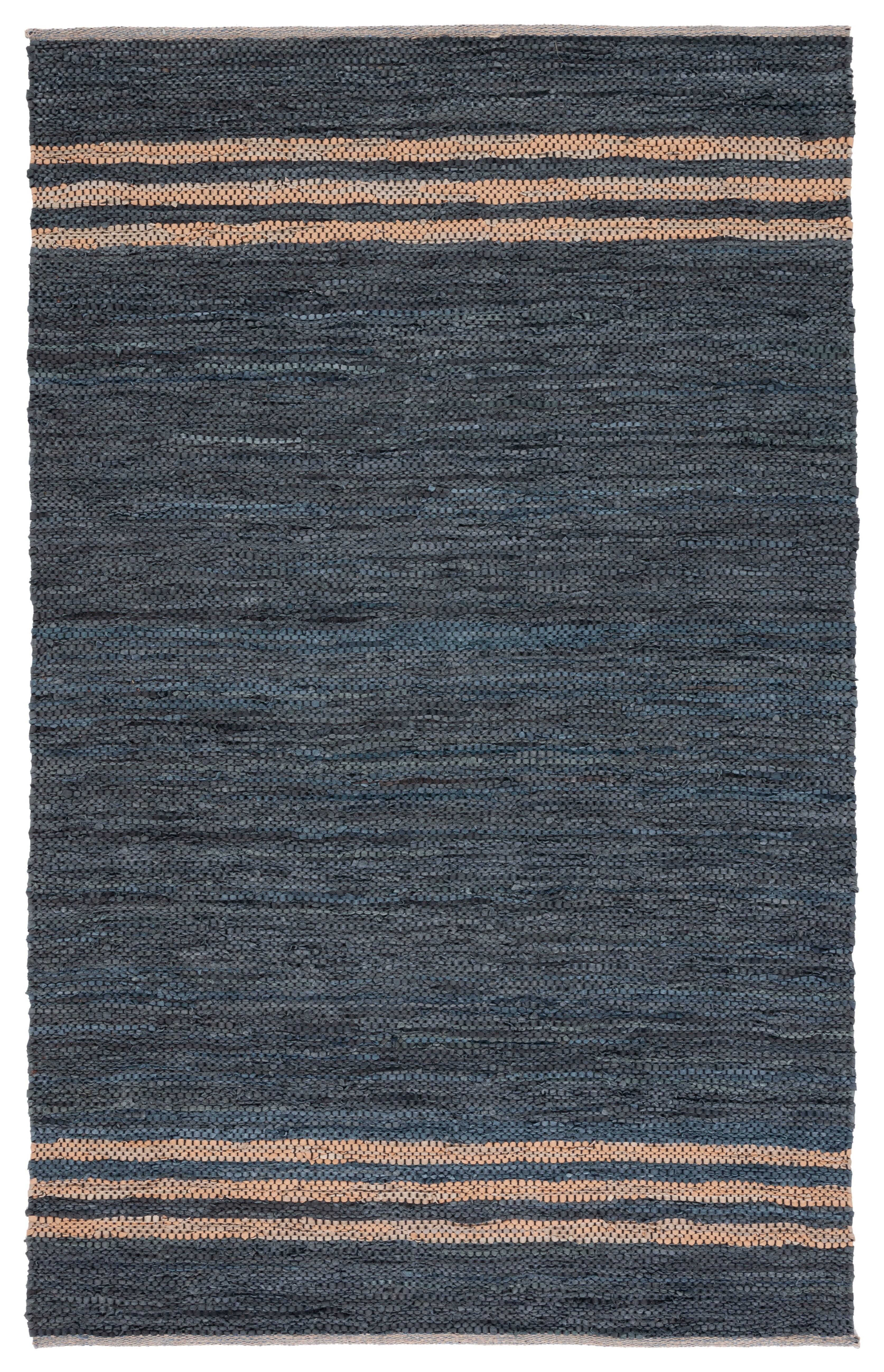 Vintage Leather VTL400 Hand Woven Indoor Area Rug - Blue/Beige - 4'x6' - Safavieh
