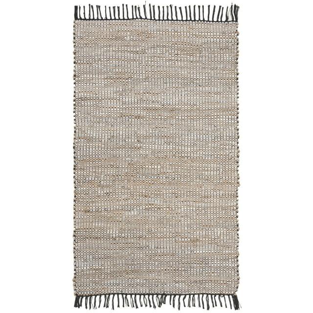 Vintage Leather VTL203 Hand Woven Indoor Accent Rug - Silver - 2'x3' - Safavieh