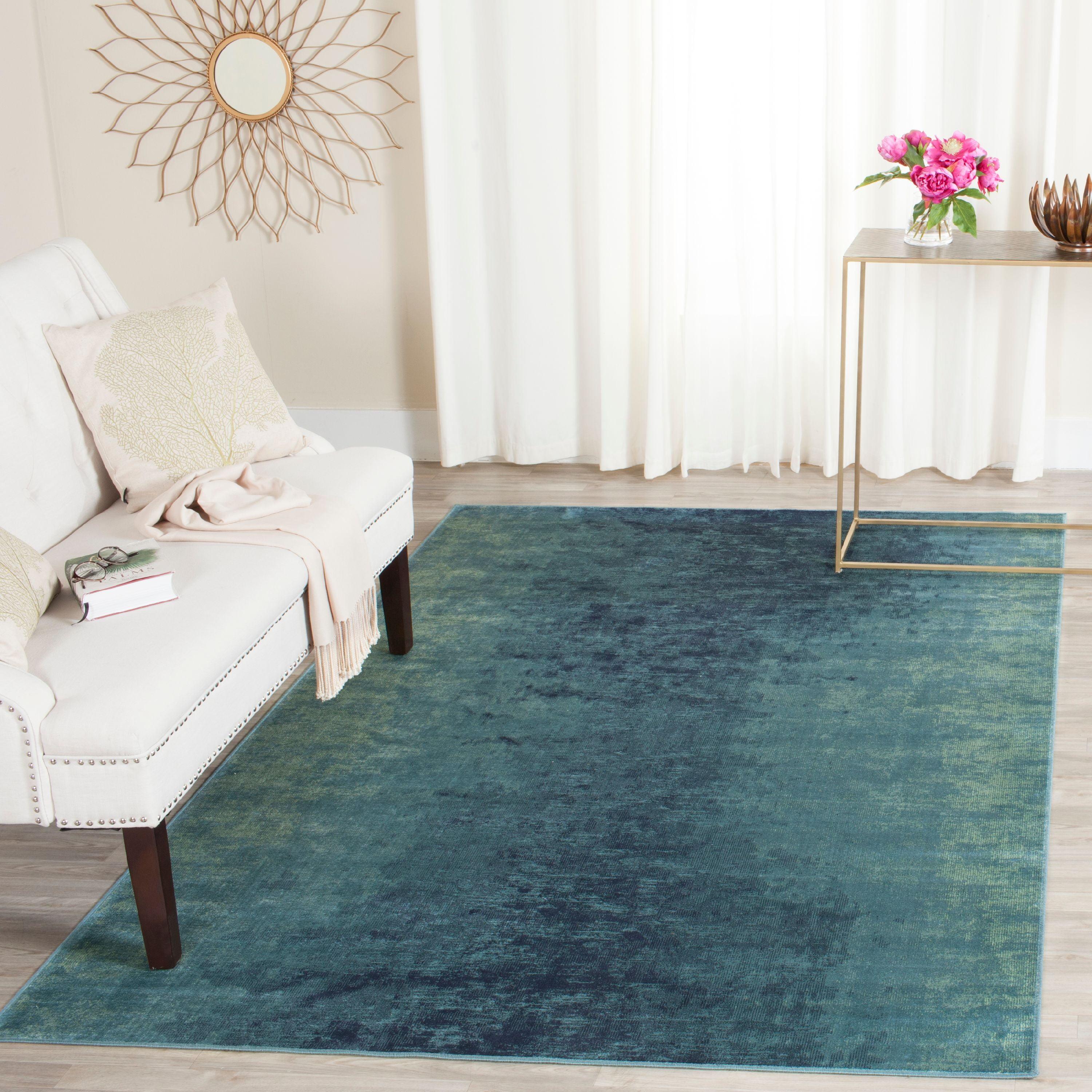 Vintage VTG125 Power Loomed Indoor Skid-Resistant Area Rug - Turquoise/Multi - 6'7"x9'2" - Safavieh