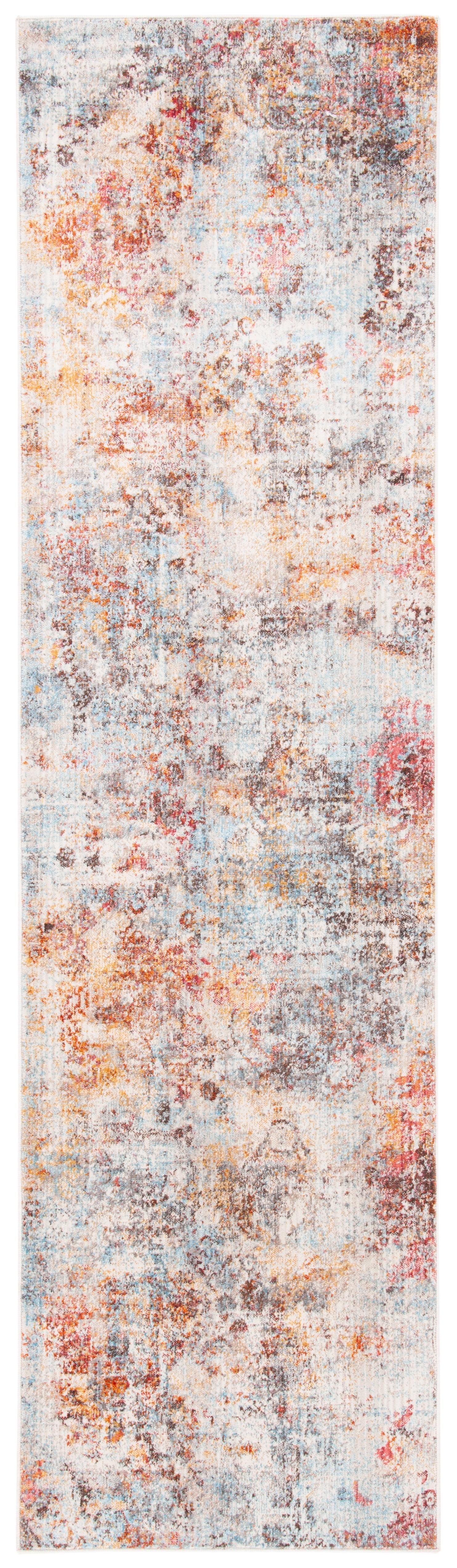 Orlando ORL764 Power Loomed Indoor Runner - Orange / Blue - 2'-2" x 8' - Safavieh