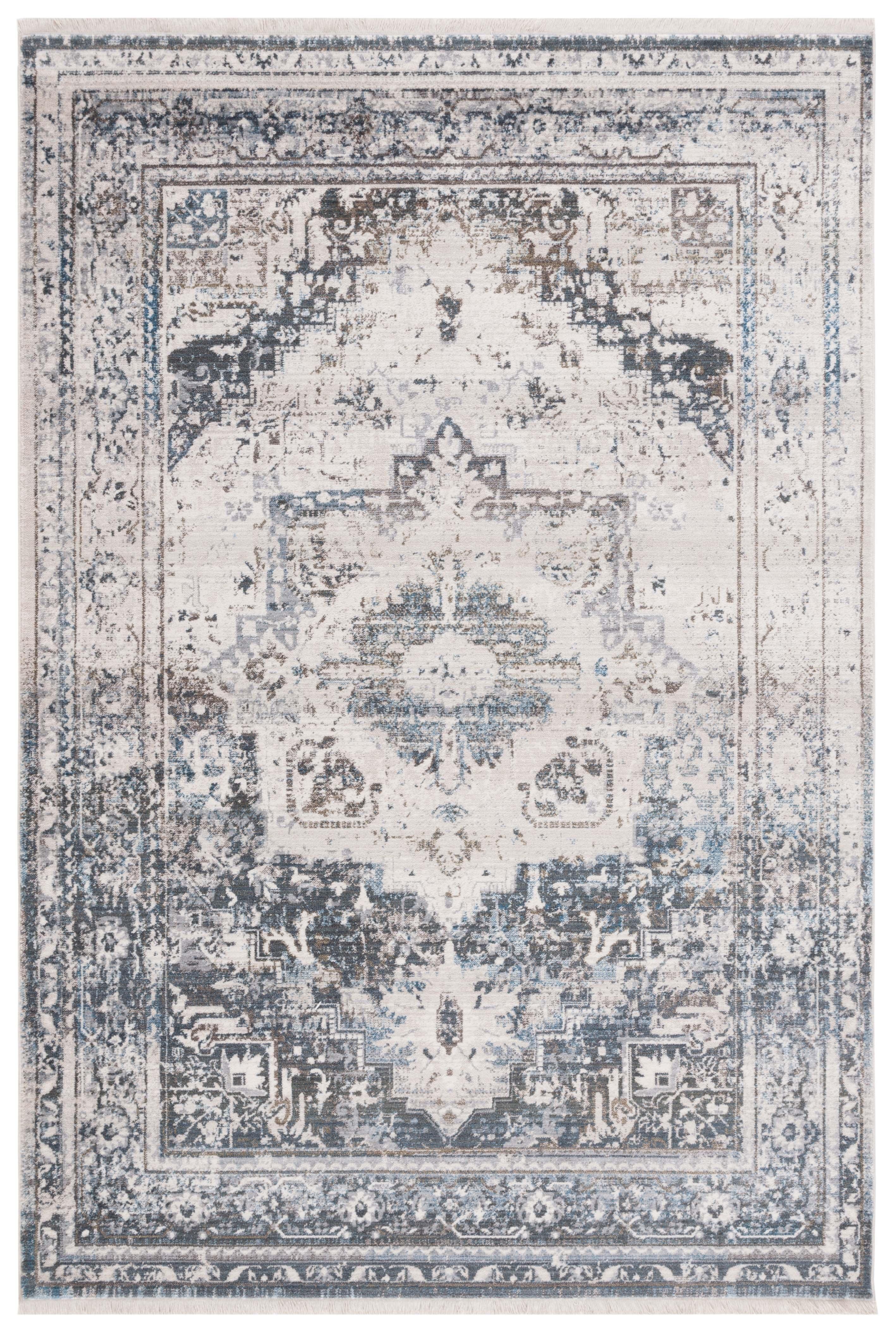 Vintage Persian VTP438 Power Loomed Indoor Area Rug - Ivory/Blue - 5'x7'6" - Safavieh