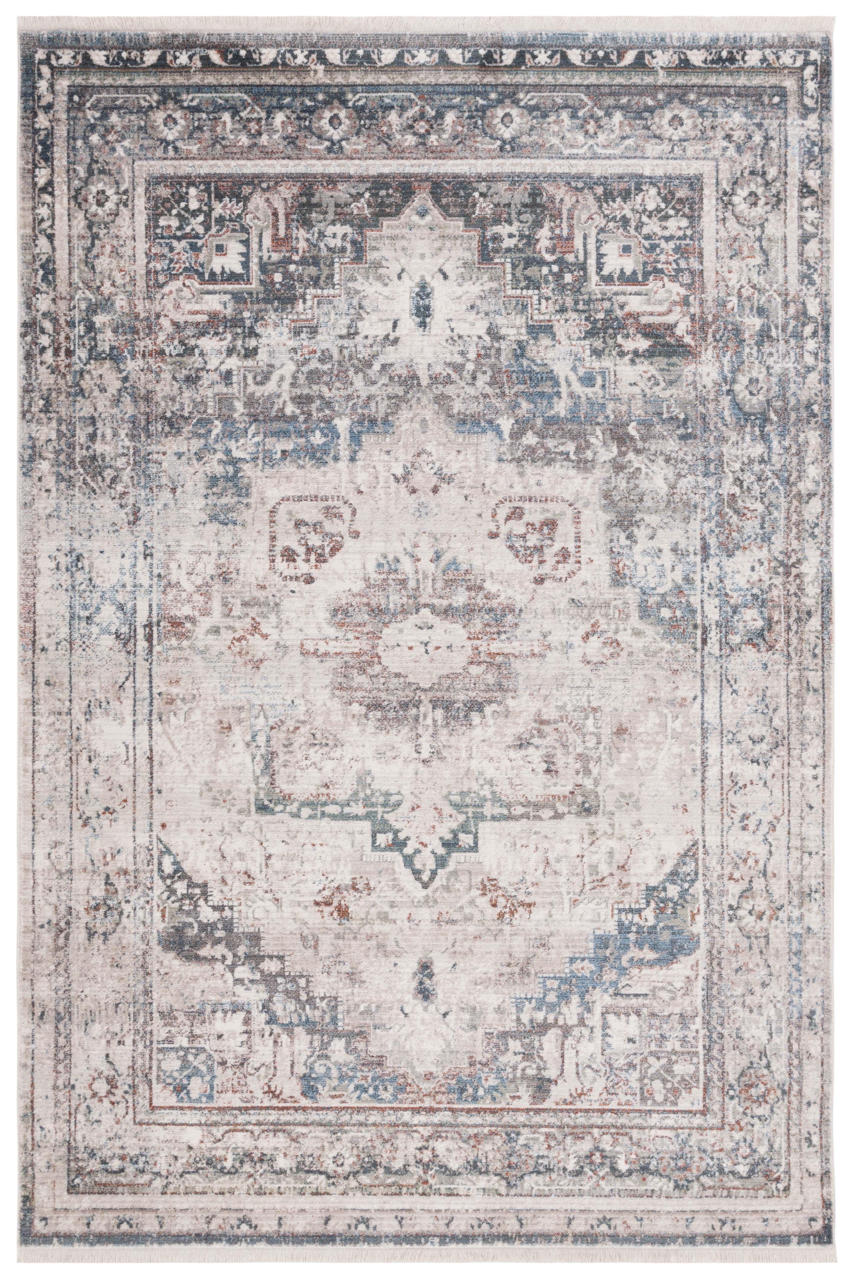 SAFAVIEH Vintage Persian Tarek Medallion Polyester Area Rug, Ivory/Green, 4' x 6'
