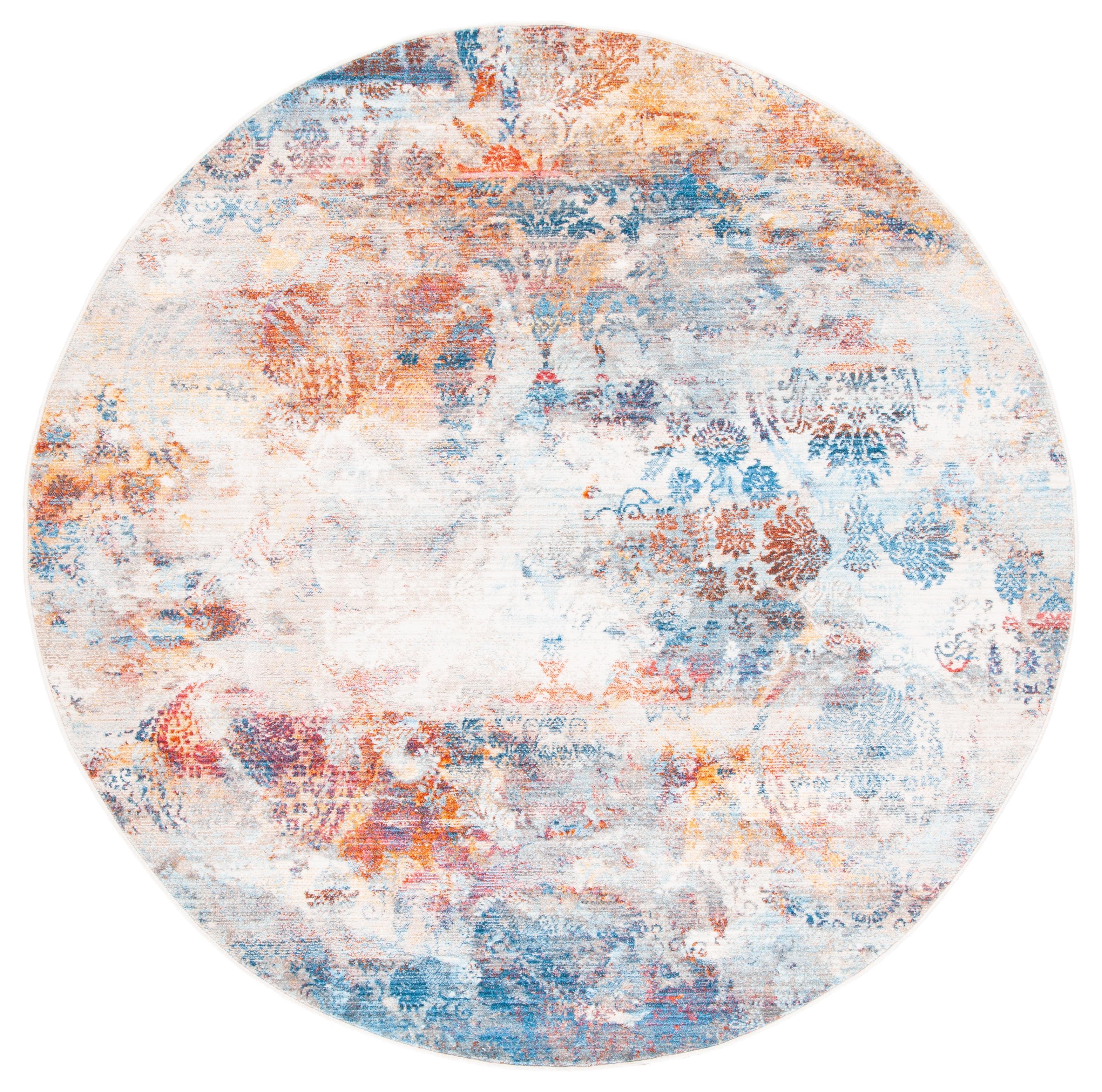 Vintage Persian VTP420 Power Loomed Indoor Area Rug - Blue/Beige - 5' Round - Safavieh