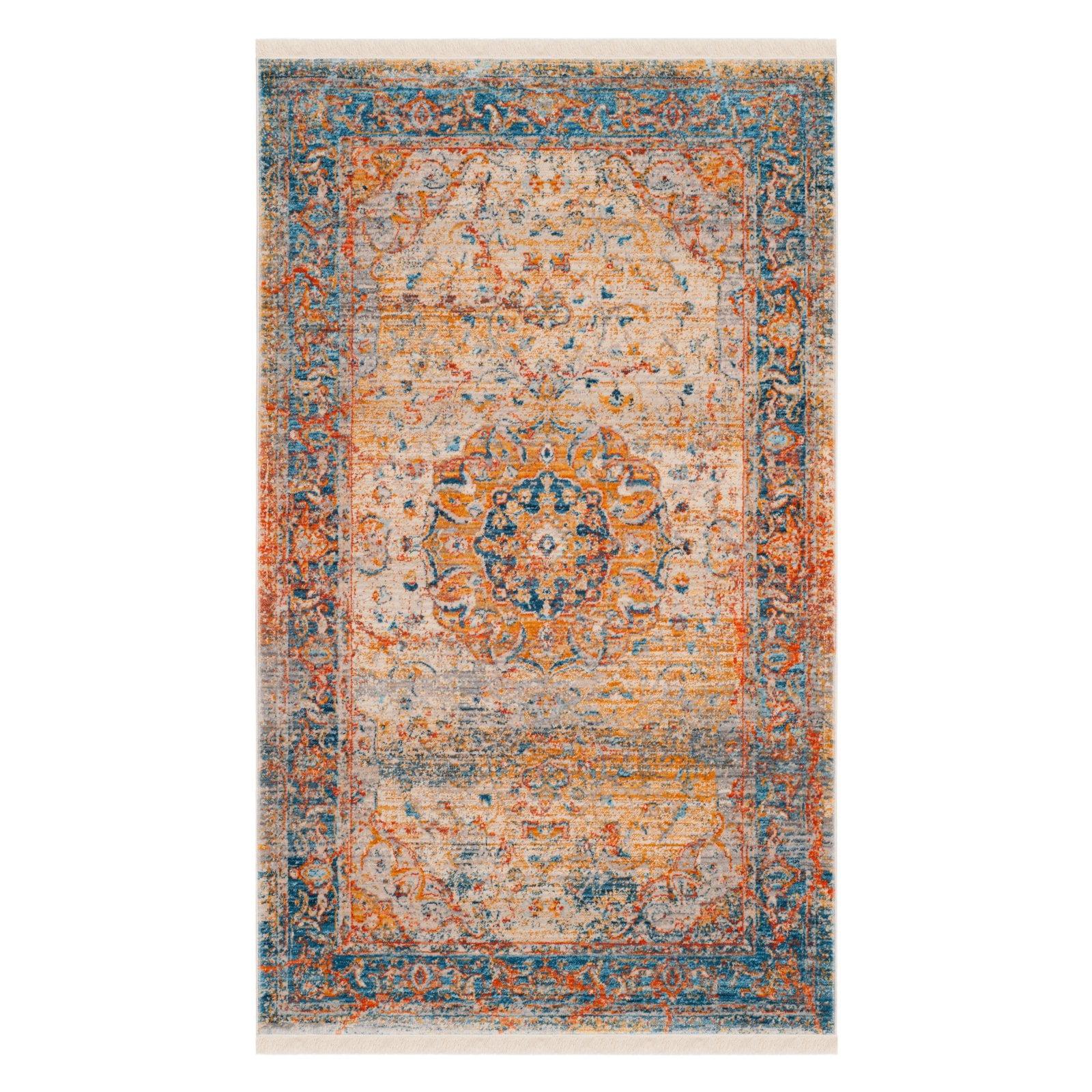SAFAVIEH Vintage Persian Trina Traditional Polyester Area Rug, Blue/Multi, 4' x 6'
