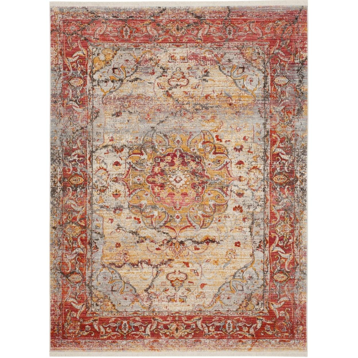 SAFAVIEH Vintage Persian Trina Traditional Polyester Area Rug, Saffron/Cream, 4' x 6'