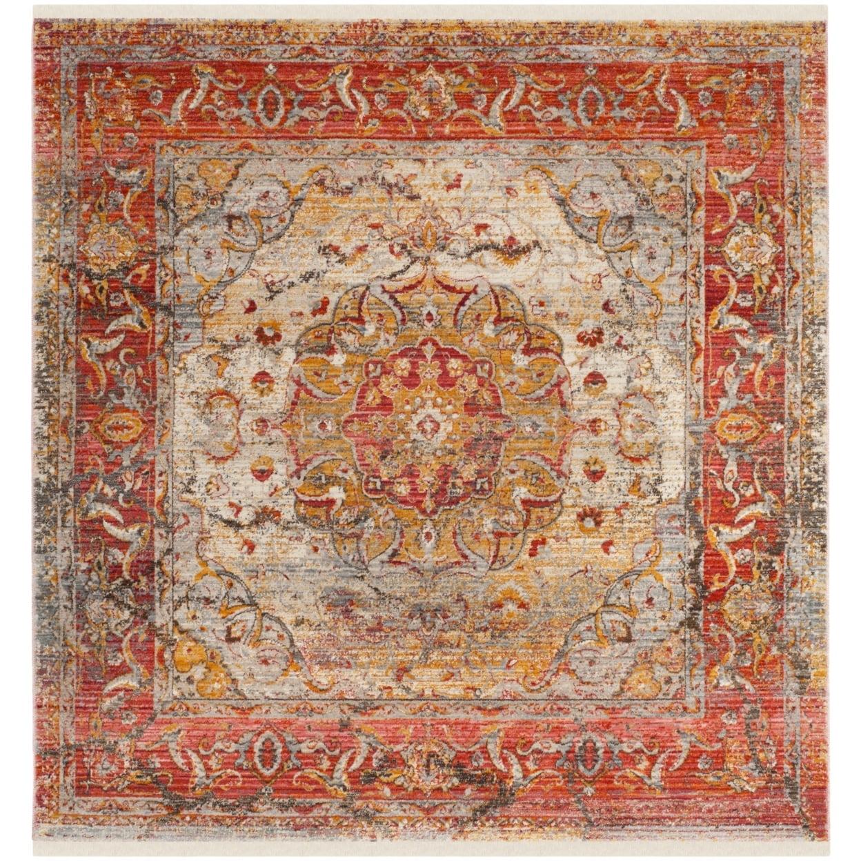 Vintage Persian VTP435 Power Loomed Indoor Area Rug - Saffron/Cream - 5'x5' - Safavieh.