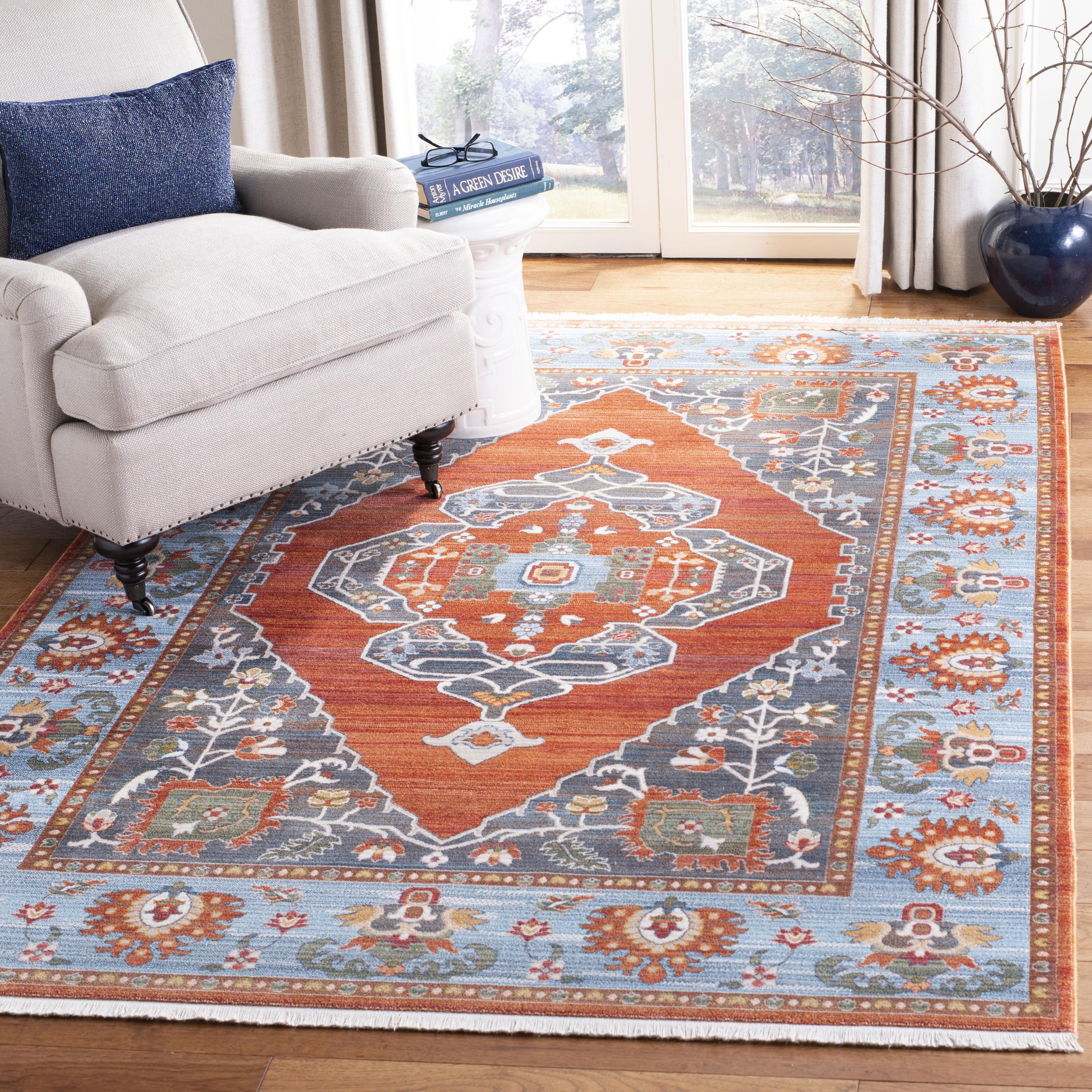 Reversible Hand-Knotted Blue Wool Blend 5' x 7' Area Rug