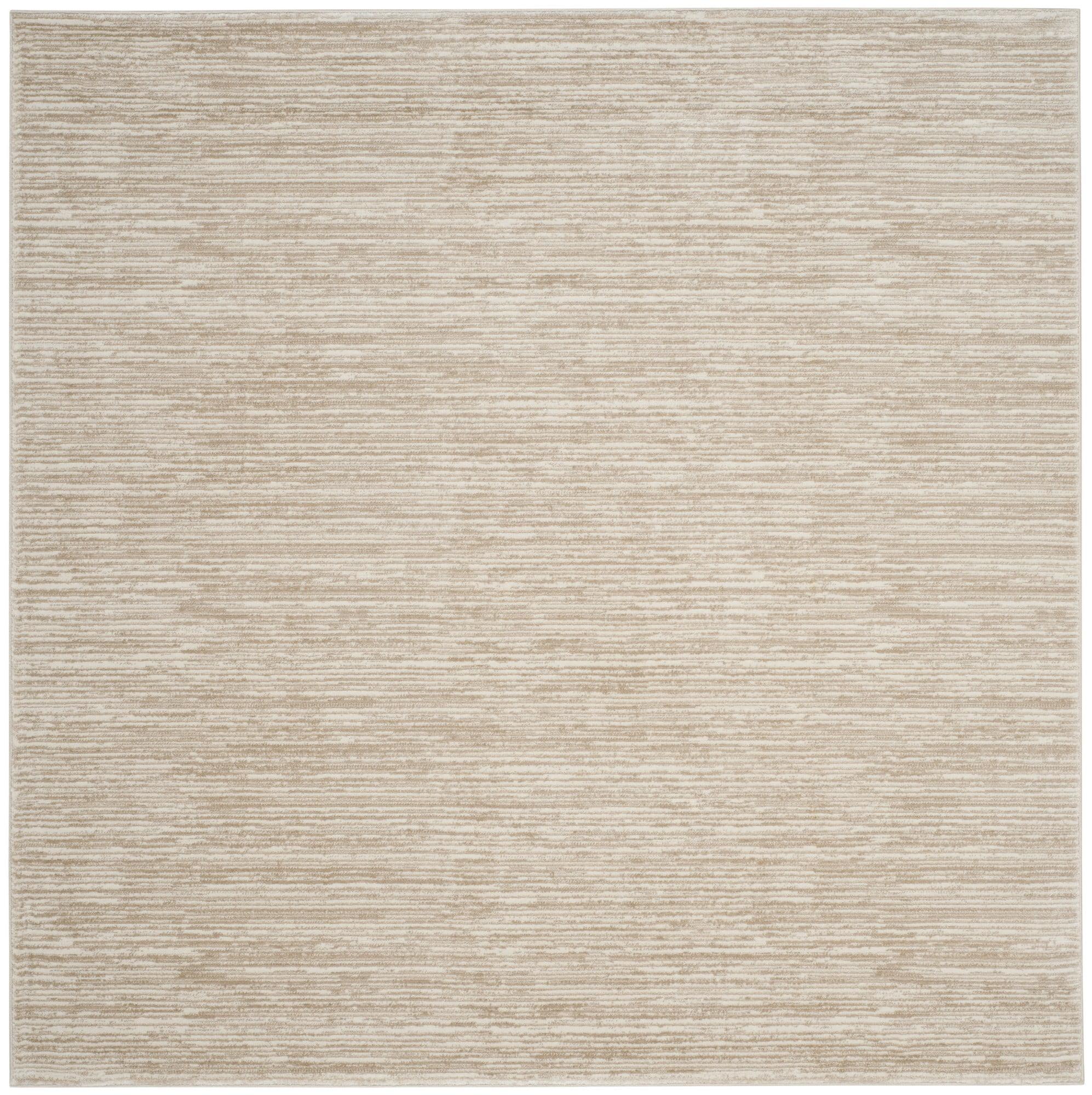 Elysian Cream 3' x 3' Square Abstract Synthetic Area Rug