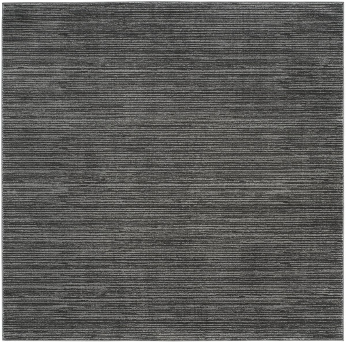 Gray 6'7" Square Stain-Resistant Synthetic Area Rug