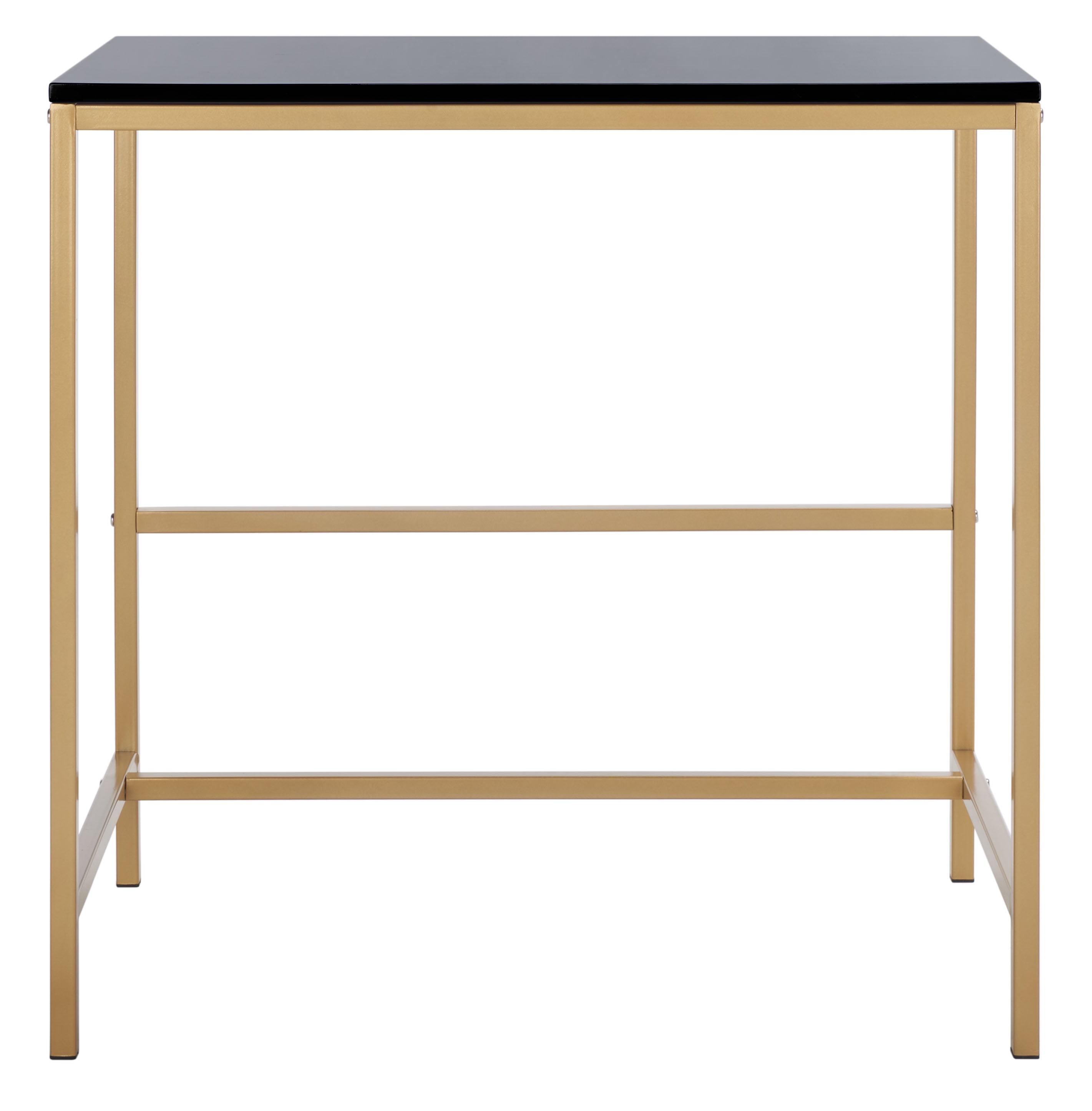 Glossy Black and Gold 34" Scandinavian Writing Desk