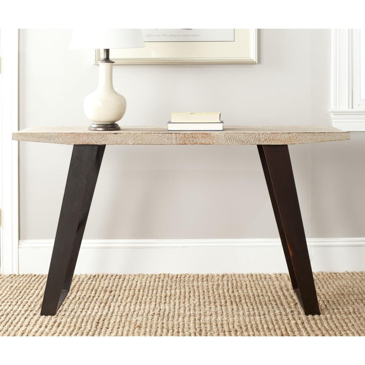 Transitional Waldo 53'' Black/Brown Wood and Metal Console Table with Storage