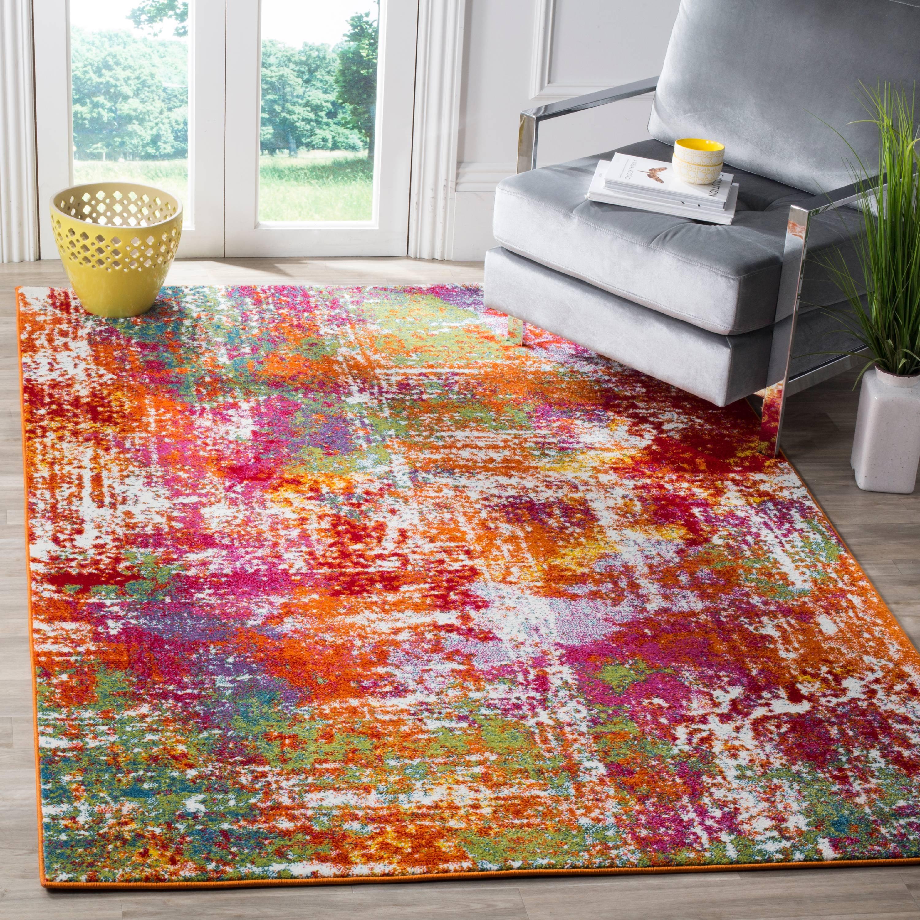 Watercolor WTC695 Power Loomed Indoor Accent Rug - Orange/Green - 2'7"x5' - Safavieh.