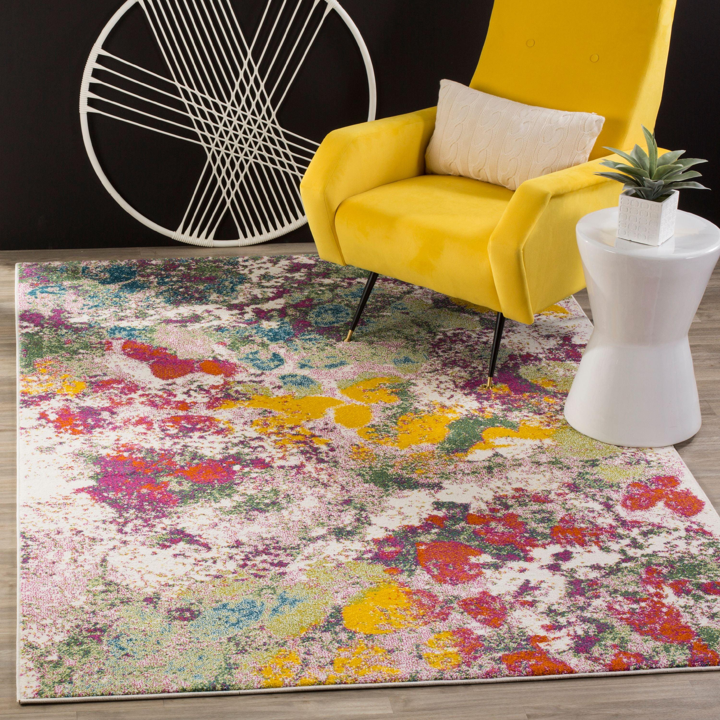 Watercolor WTC696 Power Loomed Indoor Accent Rug - Light Green/Rose - 2'7"x5' - Safavieh