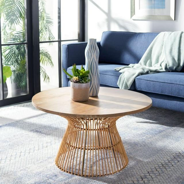 Whent Round Coffee Table - Natural/Black - Safavieh