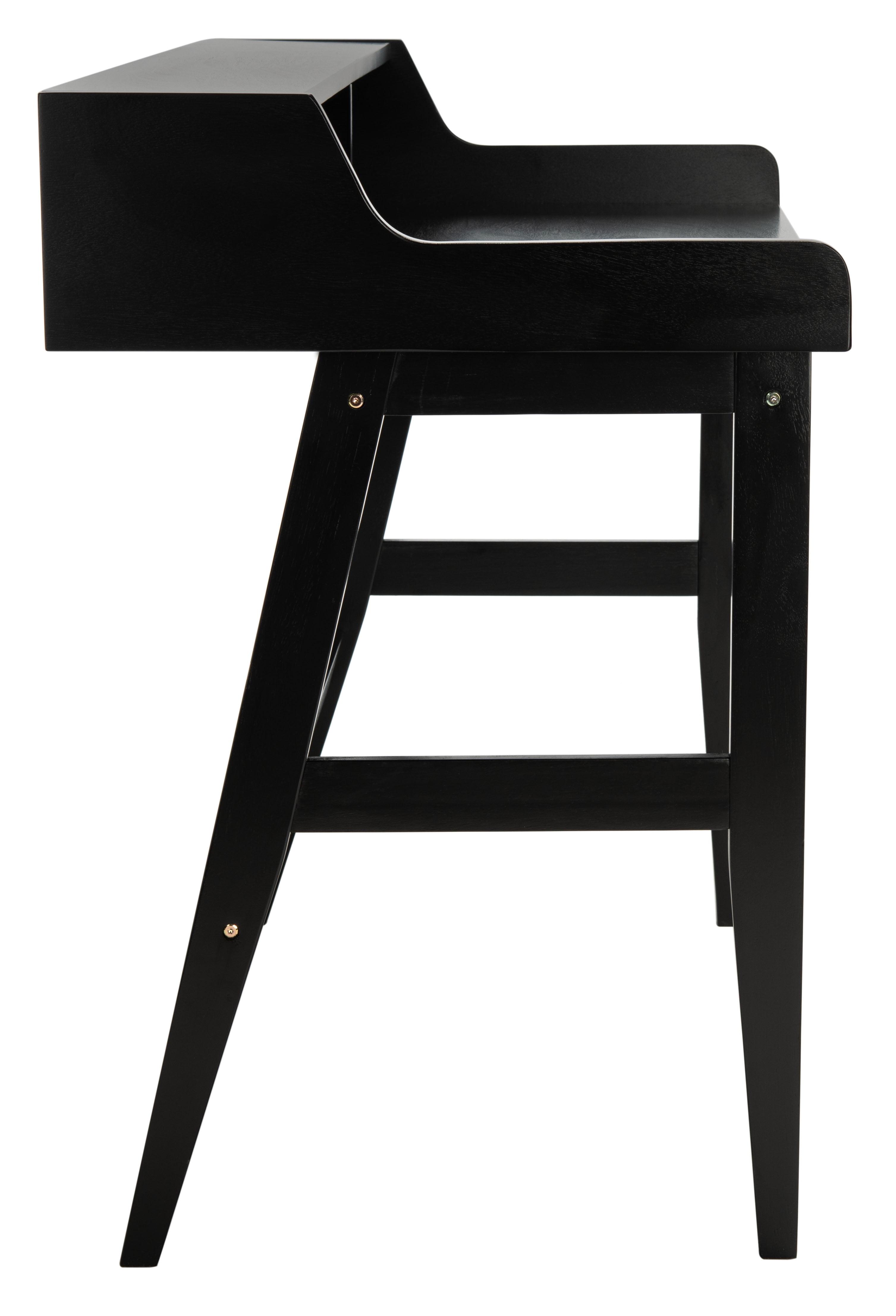 Industrial Mid-Century Matte Black Writing Desk with Shelves