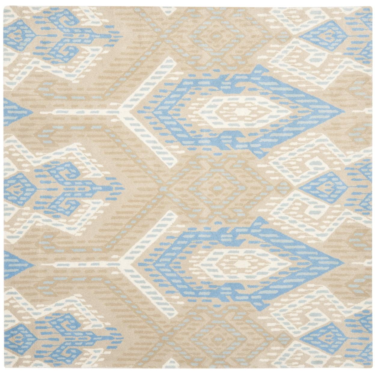 Wyndham WYD373 Hand Tufted Area Rug - Blue/Ivory - 7'x7' - Safavieh.