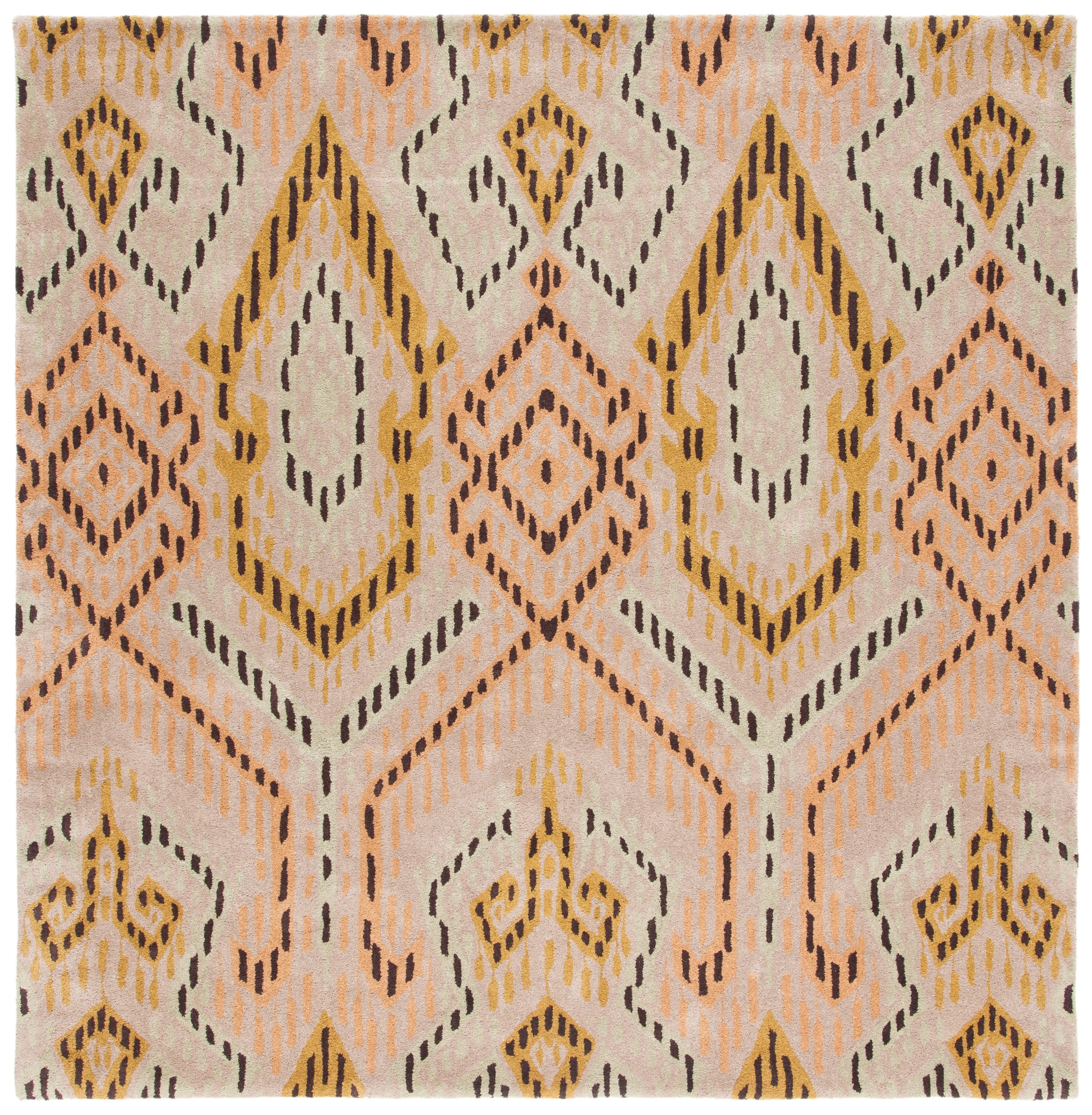 Wyndham WYD373 Hand Tufted Indoor Area Rug - Brown/Ivory - 7'x7' - Safavieh
