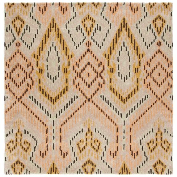Wyndham WYD373 Hand Tufted Indoor Area Rug - Brown/Ivory - 7'x7' - Safavieh