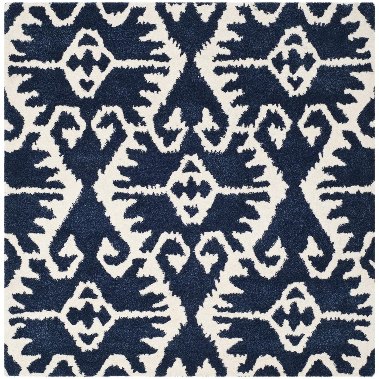 Wyndham WYD323 Hand Tufted Indoor Area Rug - Royal Blue/Ivory - 7'x7' - Safavieh