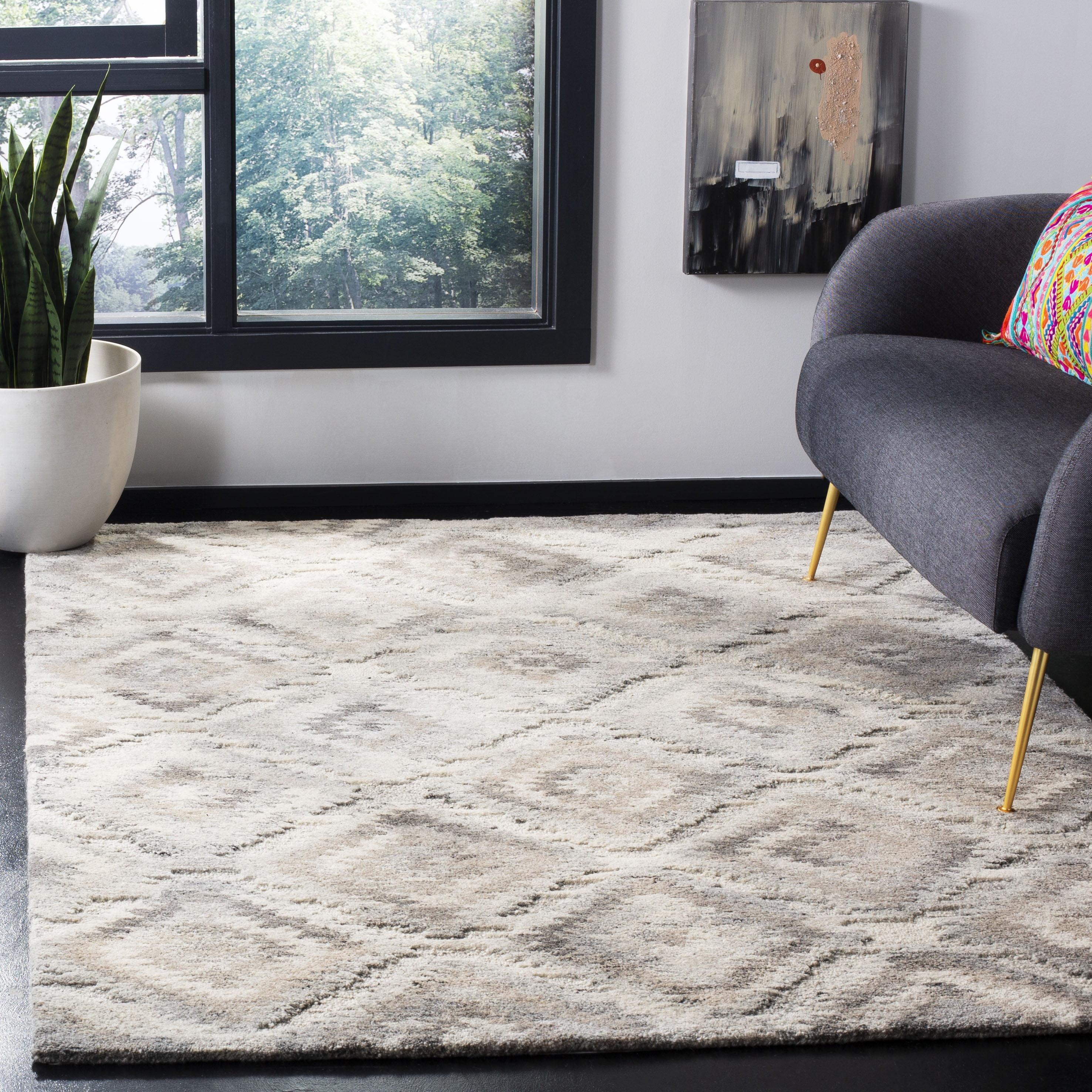 Handmade Gray Wool Tufted Rectangular Area Rug - 59"x84"