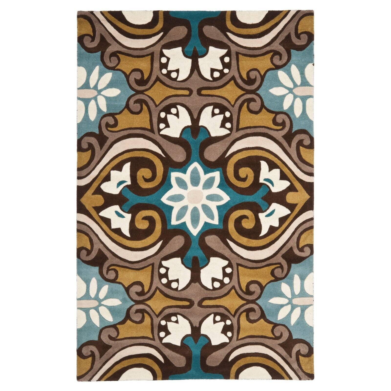 Wyndham WYD327 Hand Tufted Area Rug - Blue/Multi - 4'x6' - Safavieh.
