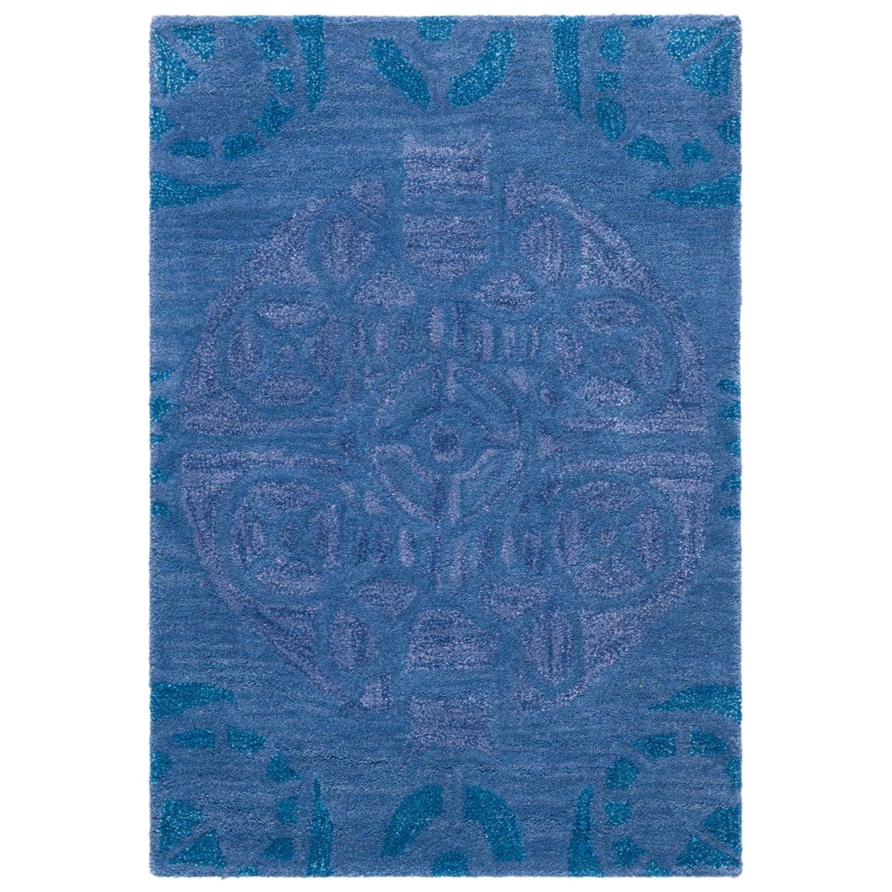 Hand-Tufted Woolen Bliss Rectangular Rug in Rich Blue