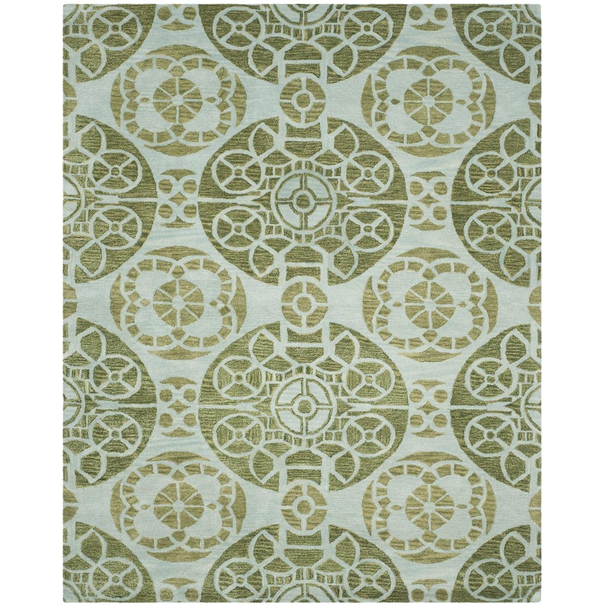 SAFAVIEH Wyndham Louise Medallion Wool Area Rug, Turquoise/Green, 10' x 14'