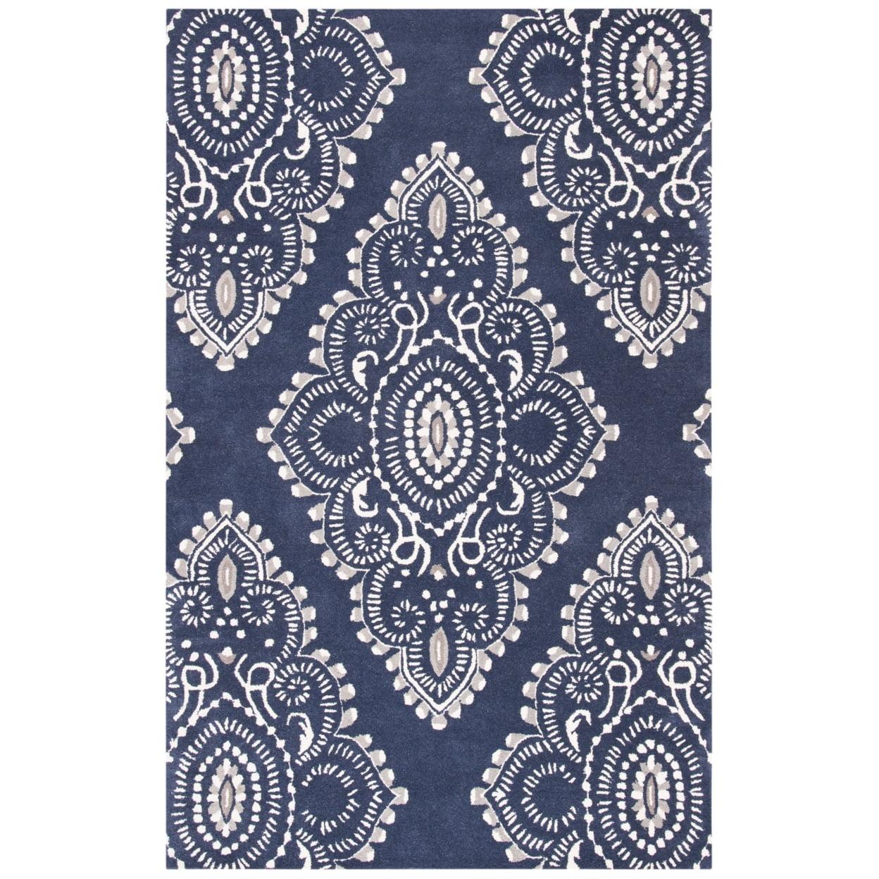 Wyndham WYD372 Hand Tufted Area Rug - Dark Grey/Ivory - 4'x6' - Safavieh.