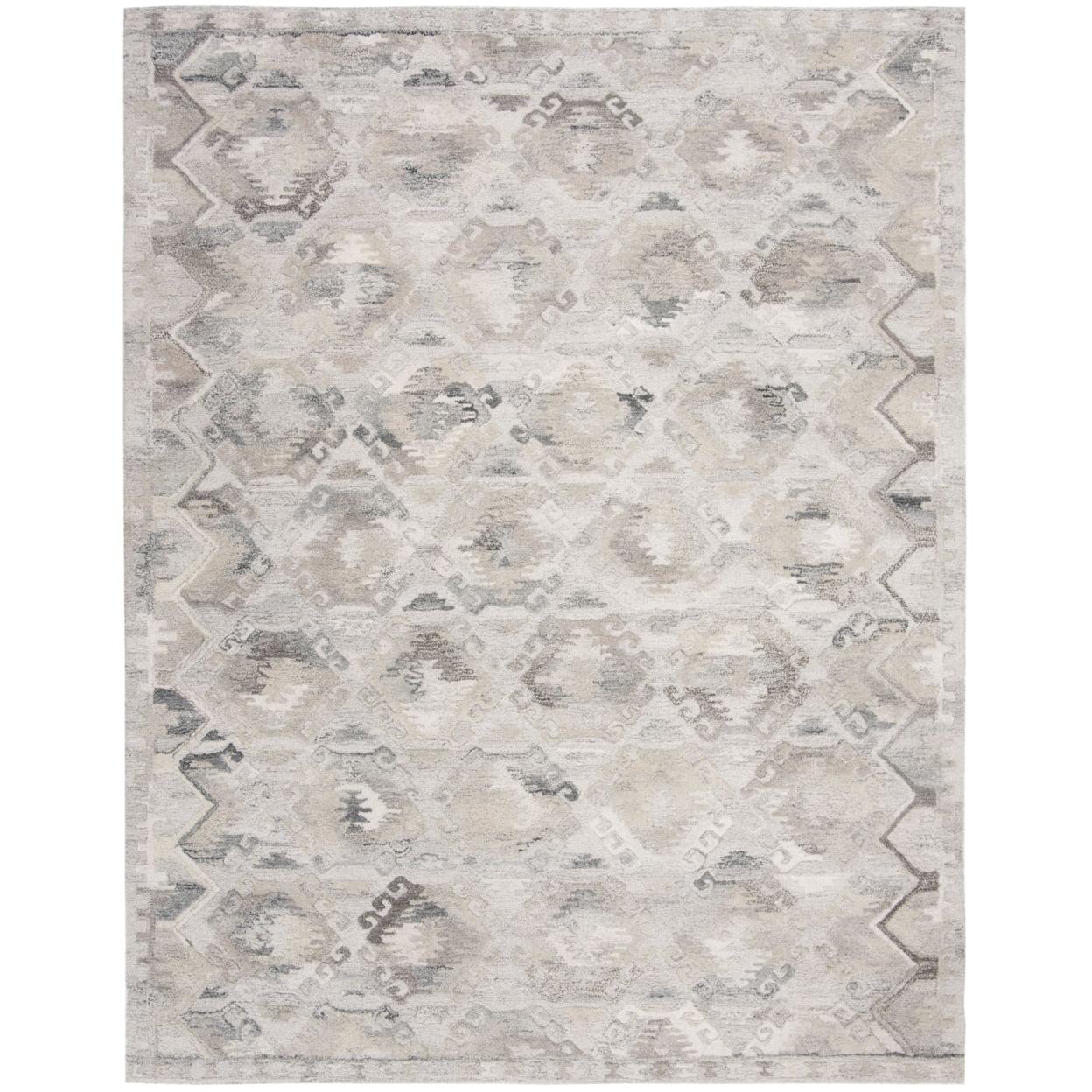 Gray Hand-Tufted Wool Rectangular Area Rug, 5' x 8'