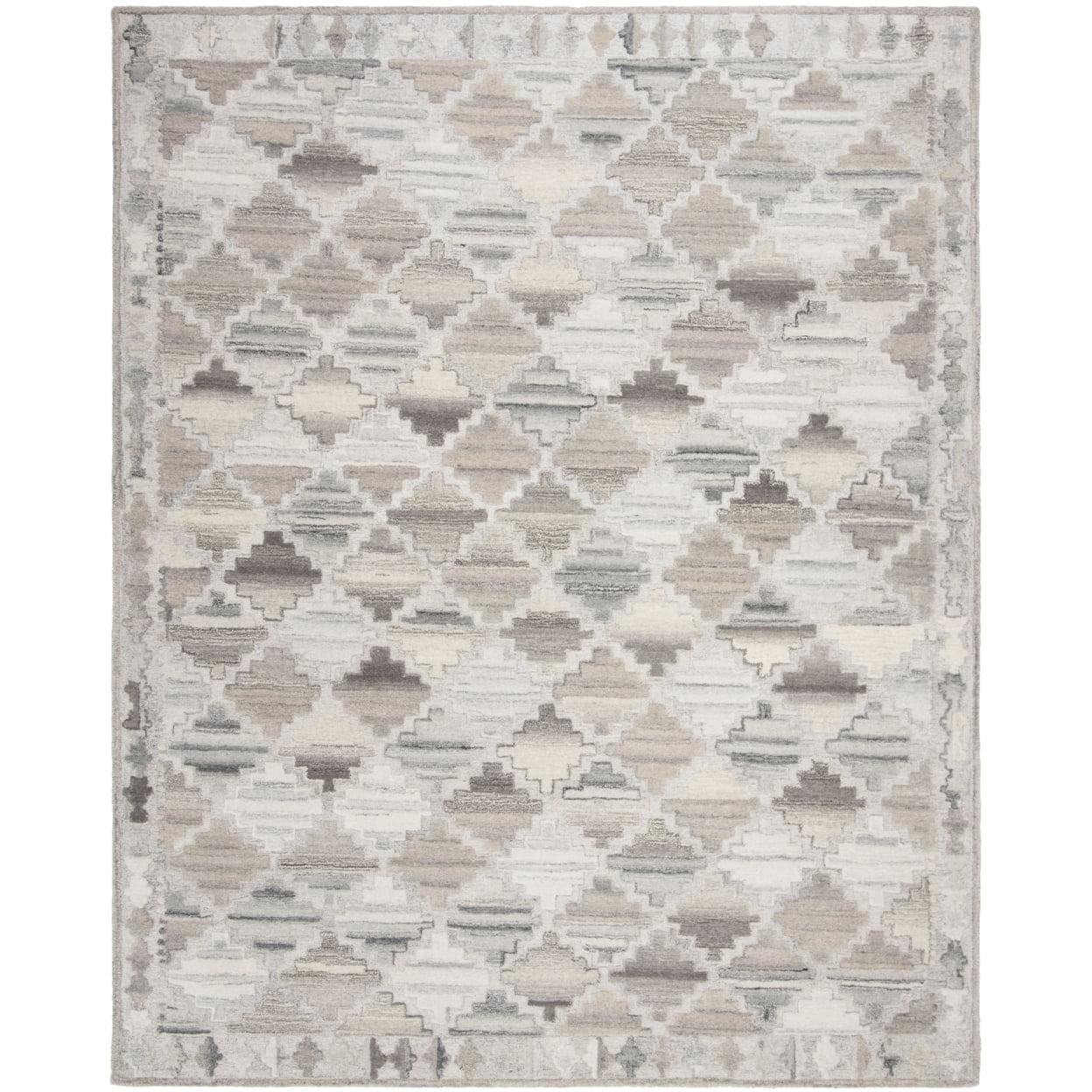 Gray Geometric Handmade Wool 5' x 8' Area Rug