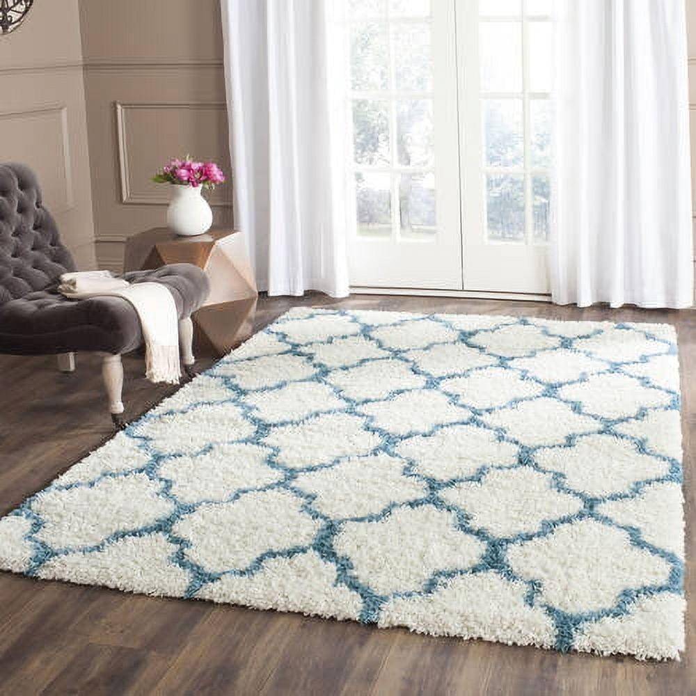 SAFAVIEH Yadira Geometric Quatrefoil Kids Shag Area Rug, Ivory/Blue, 8'6" x 12'