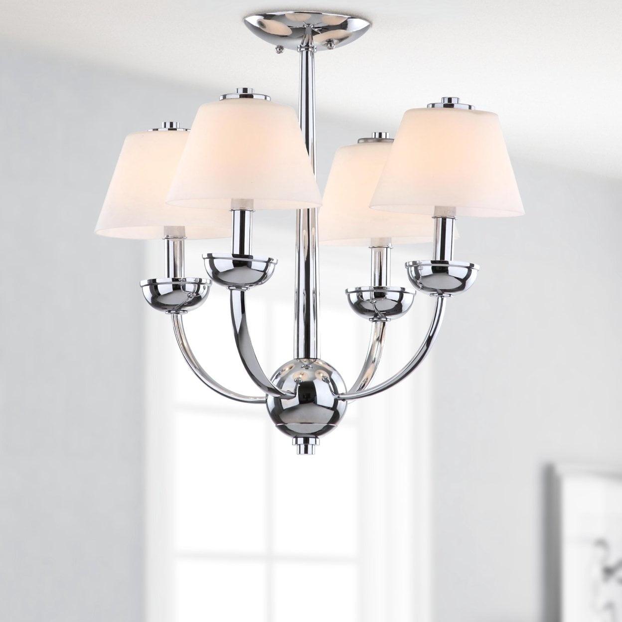 Yardley Chrome 4-Light Chandelier with Etched Glass Shades