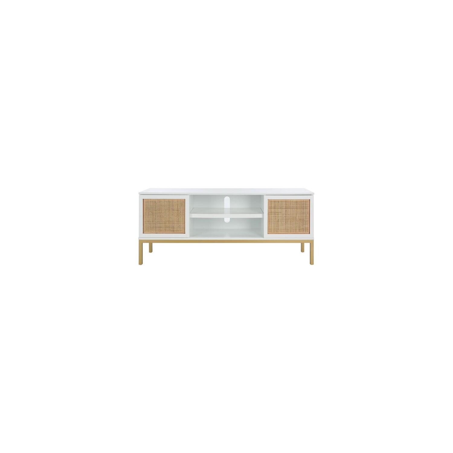Zadie 2 Shelf Rattan Media Stand - MED5009 - White/Gold - Safavieh