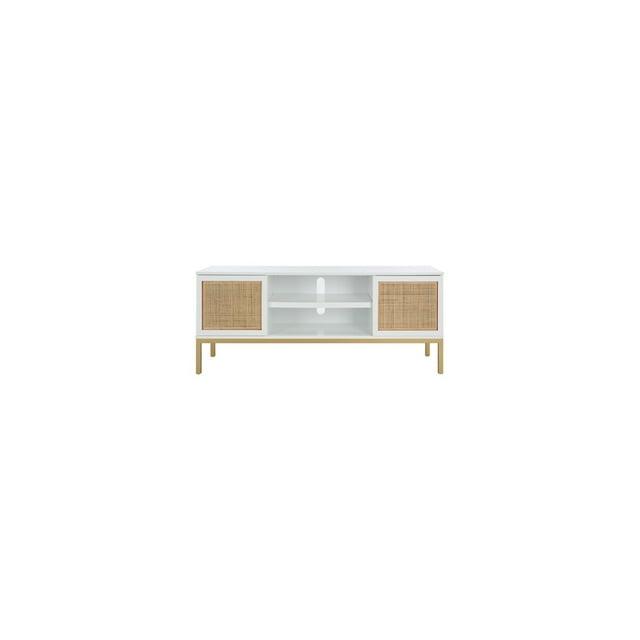 Zadie 2 Shelf Rattan Media Stand - MED5009 - White/Gold - Safavieh